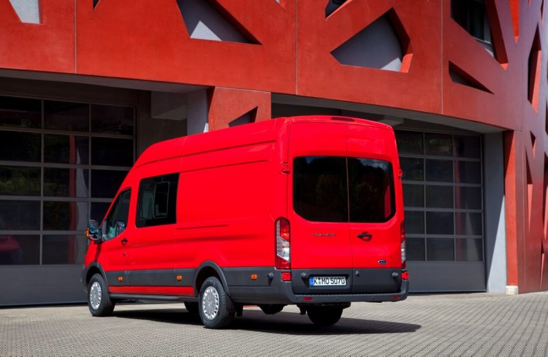 Back view of Ford Transit Jumbo Double