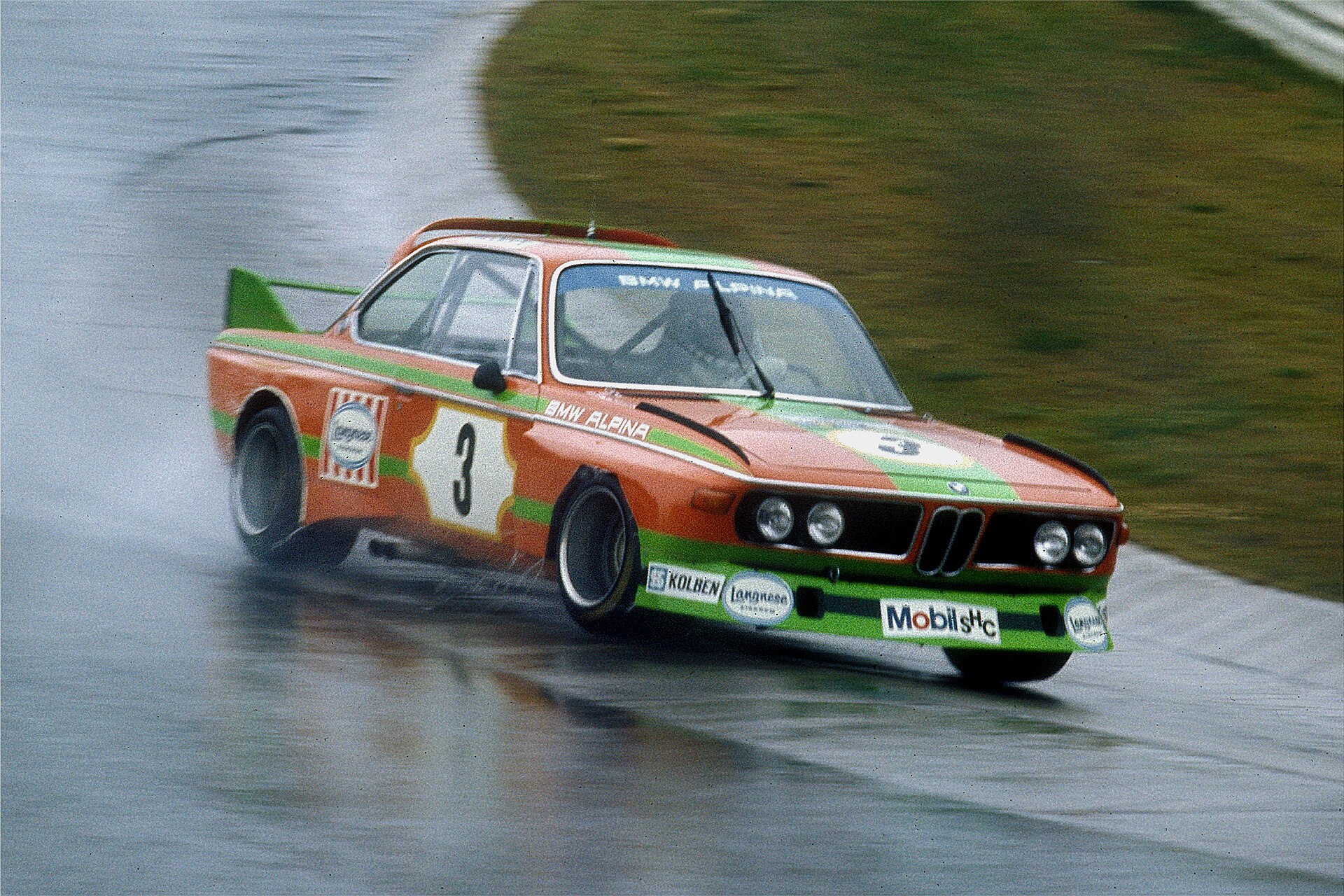 Alpina BMW touring car racing on a circuit in 1974