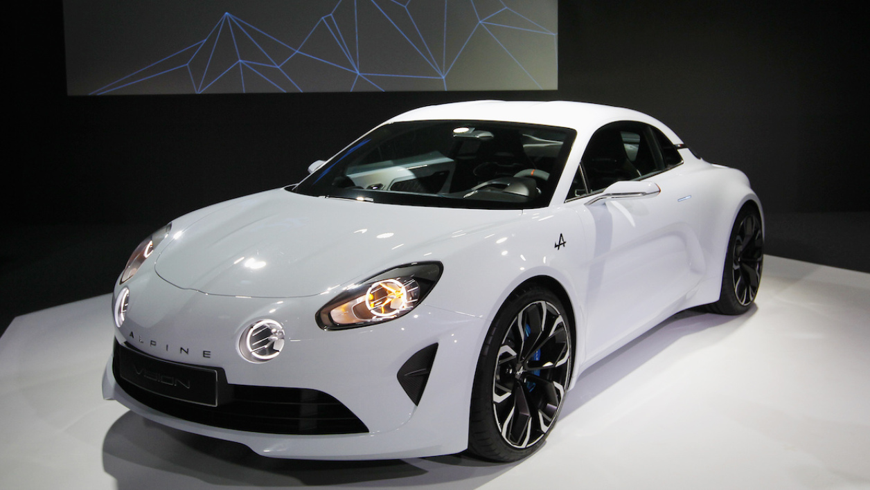 Alpine Vision concept coupé on a motor show stand