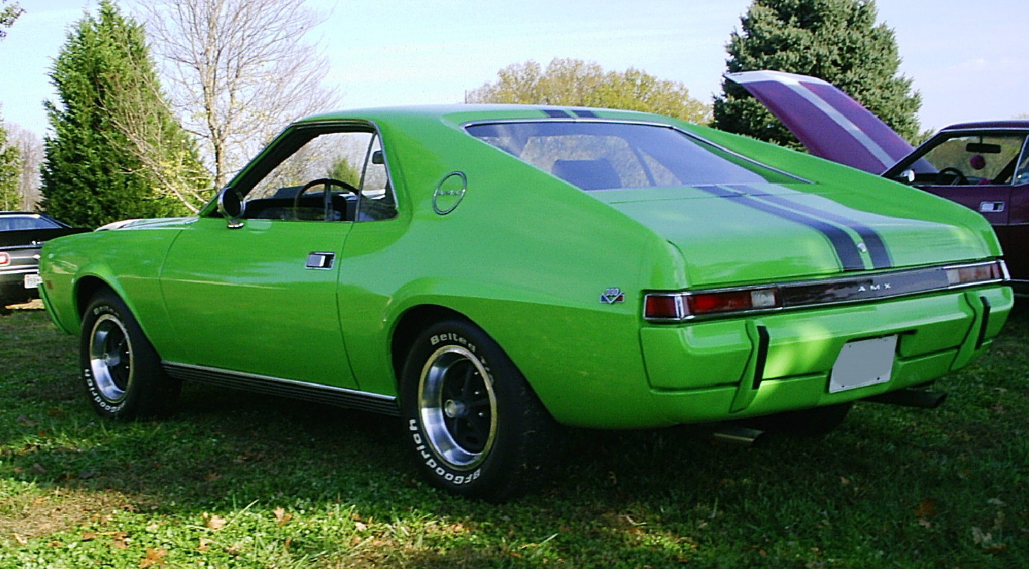1969 AMC AMX painted Big Bad Green