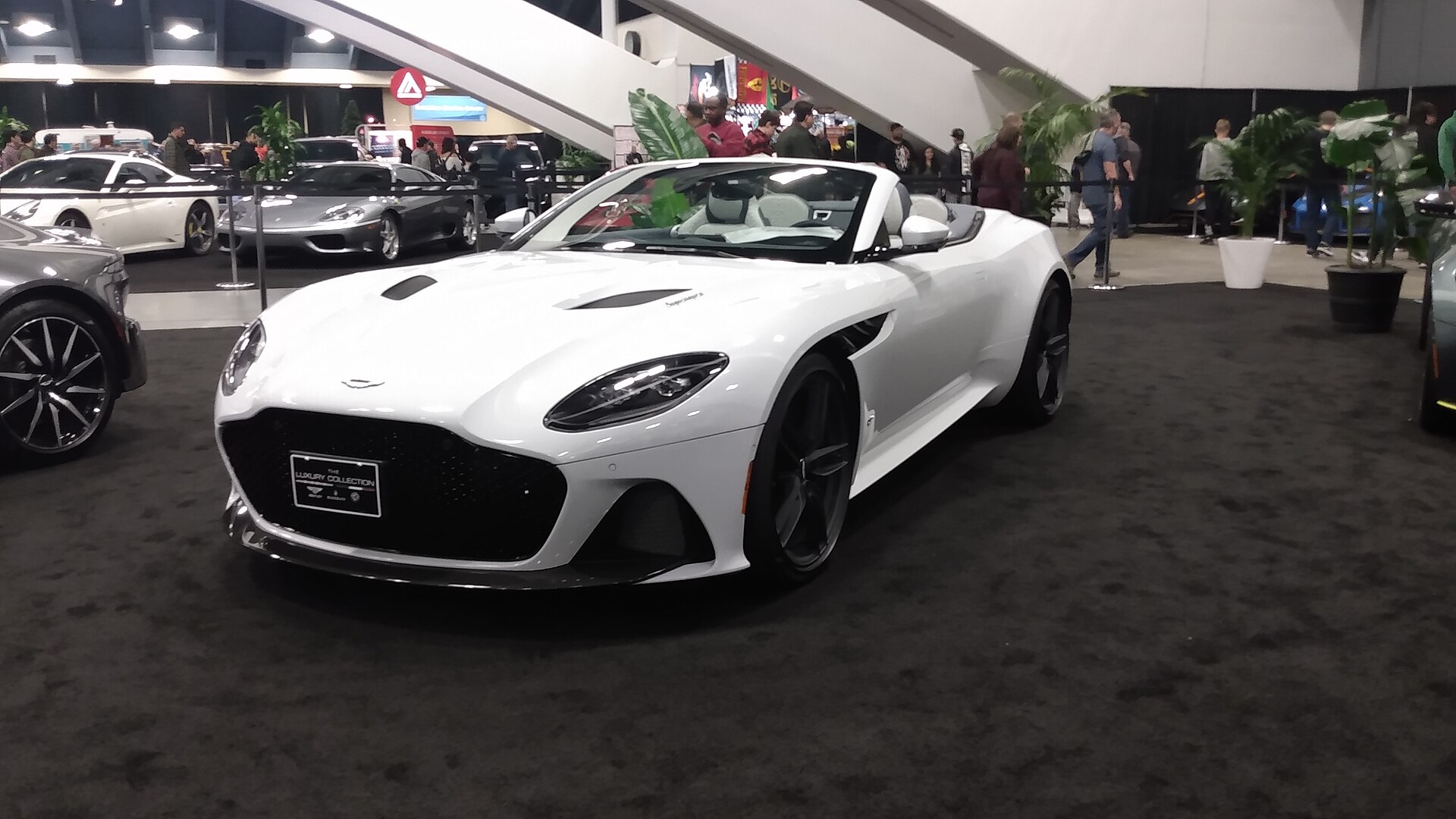Aston Martin DBS Superleggera Volante convertible with the roof down