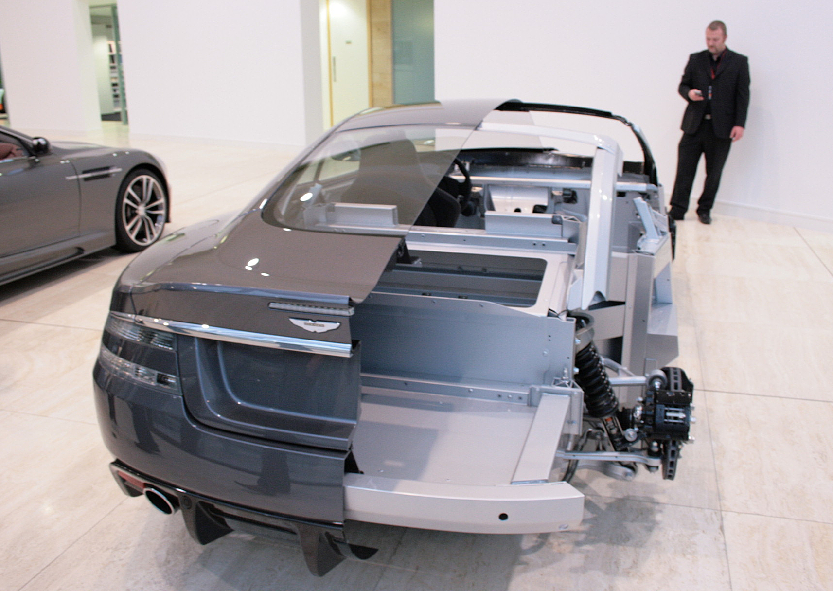 Cutaway display of an Aston Martin DBS