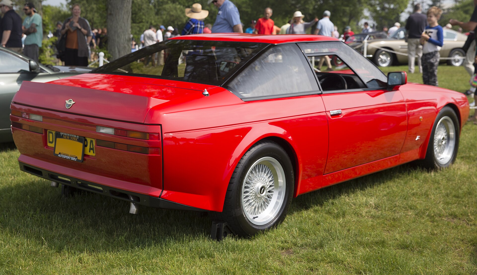 Red Aston Martin V8 Zagato, rear right view