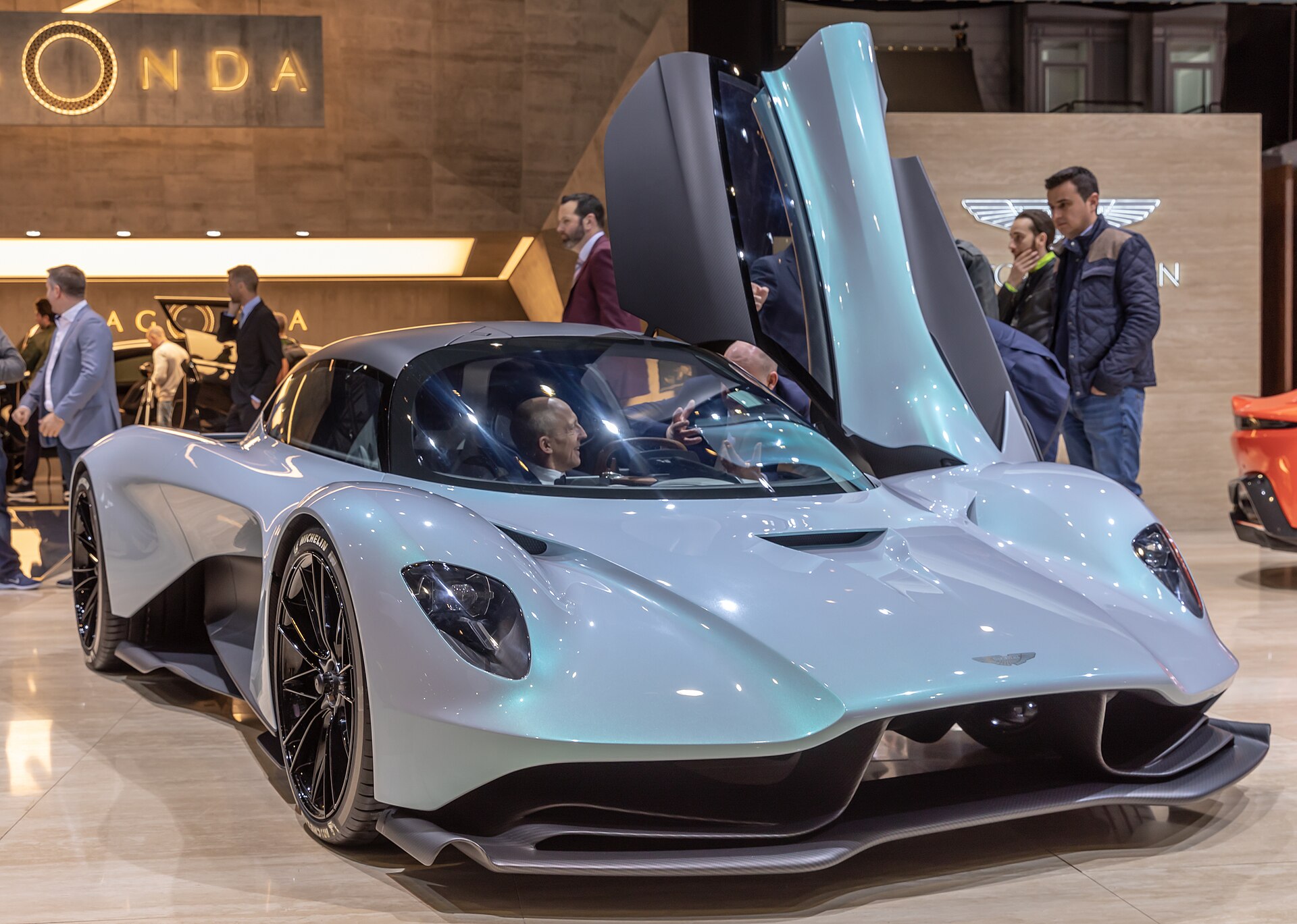 Aston Martin AM-RB 003 concept car on a motor show stand