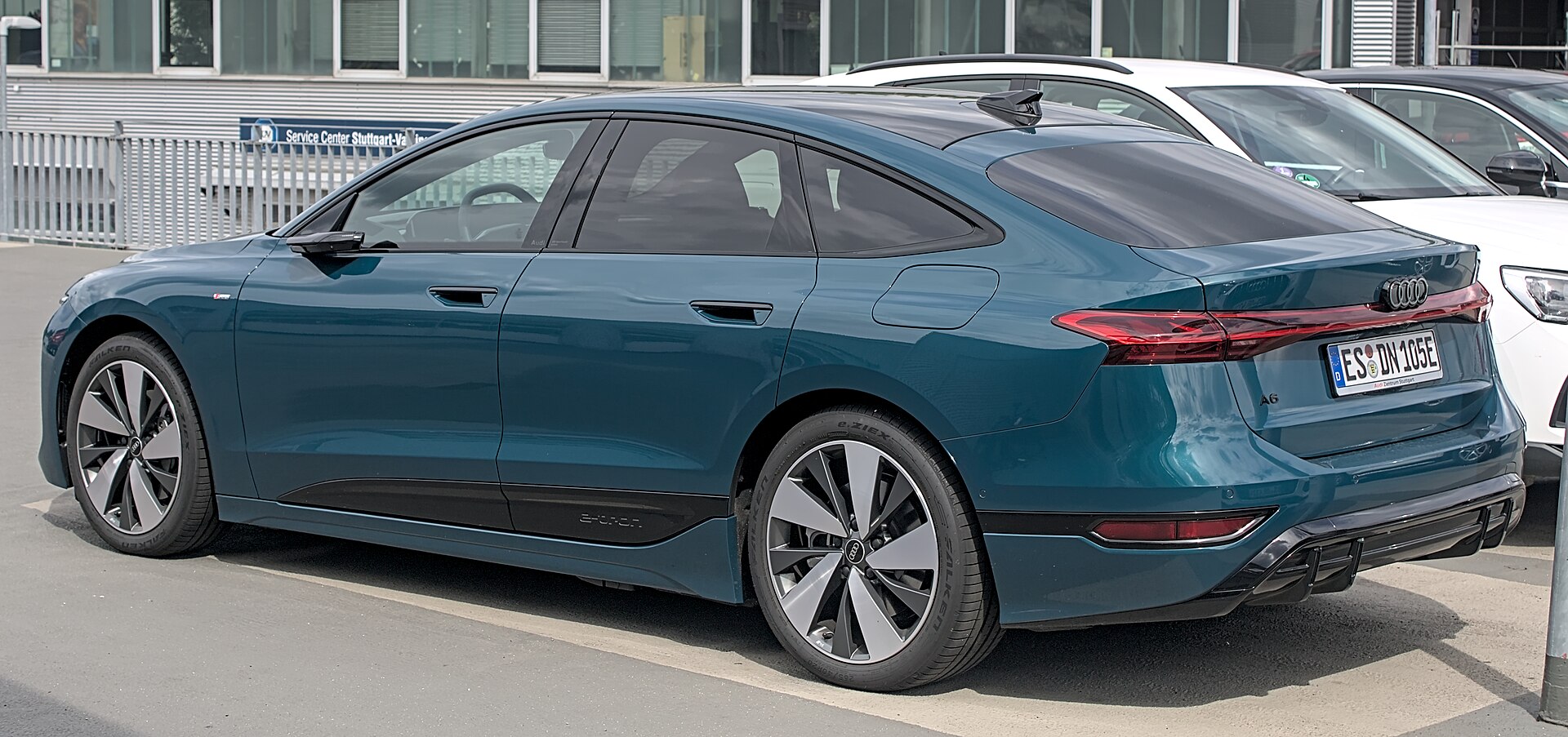 Audi A6 e-tron, rear three-quarter view