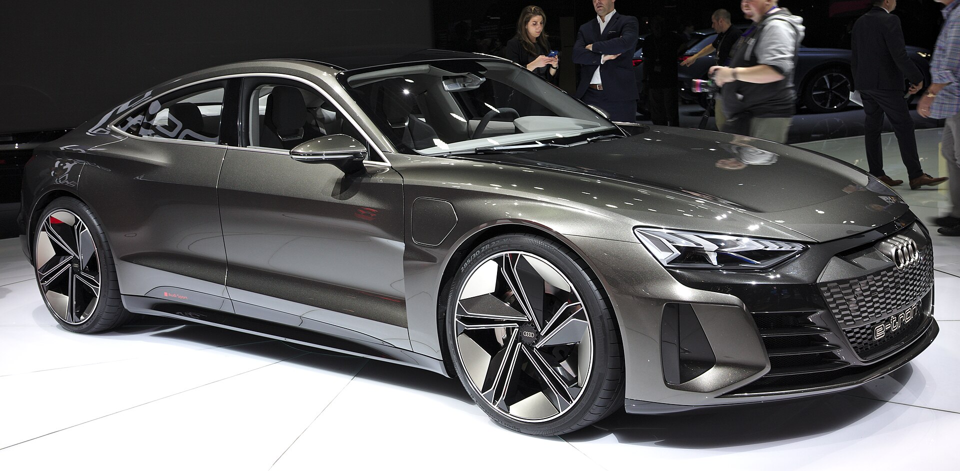 Audi e-tron GT concept car on a show stand
