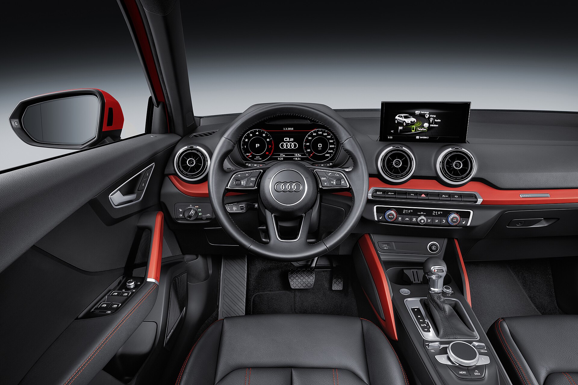 Audi Q2 dashboard and front seats