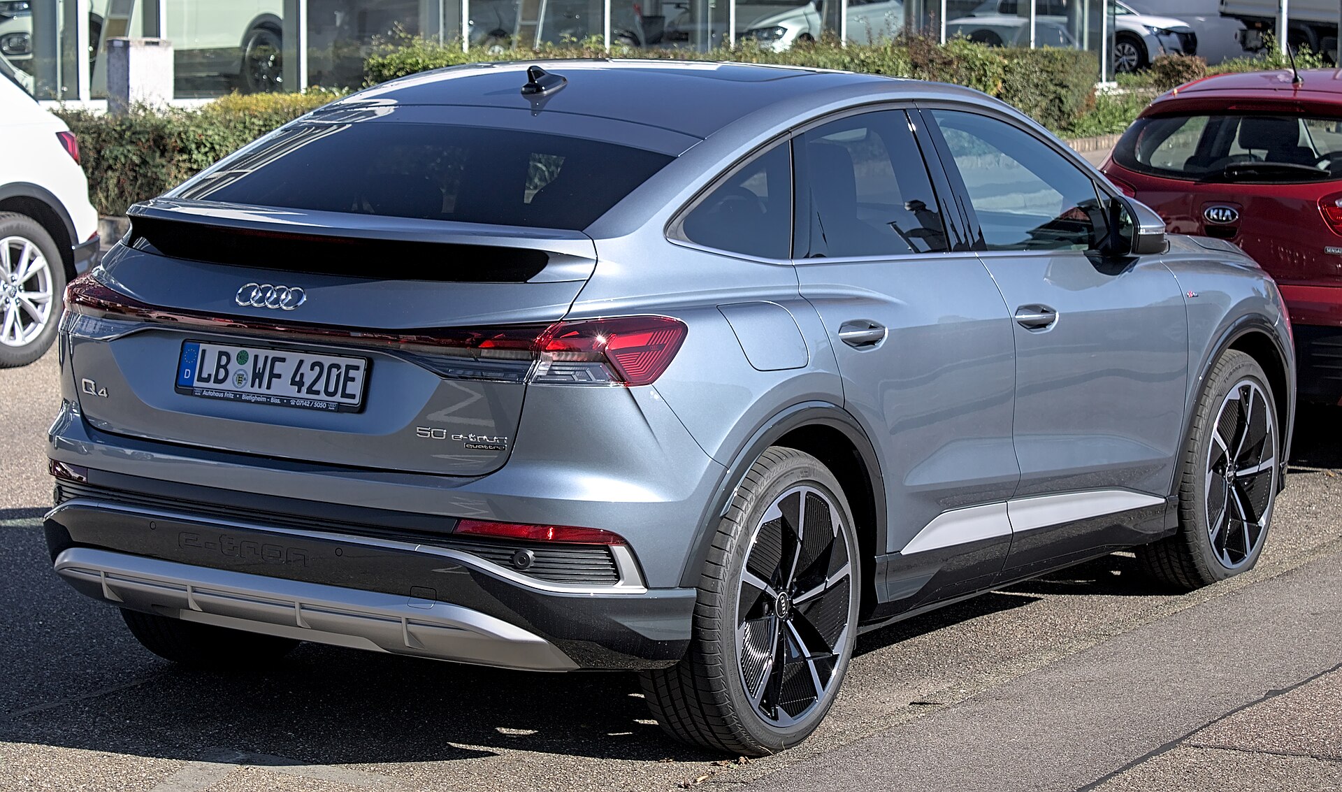 Audi Q4 Sportback e-tron, rear three-quarter view