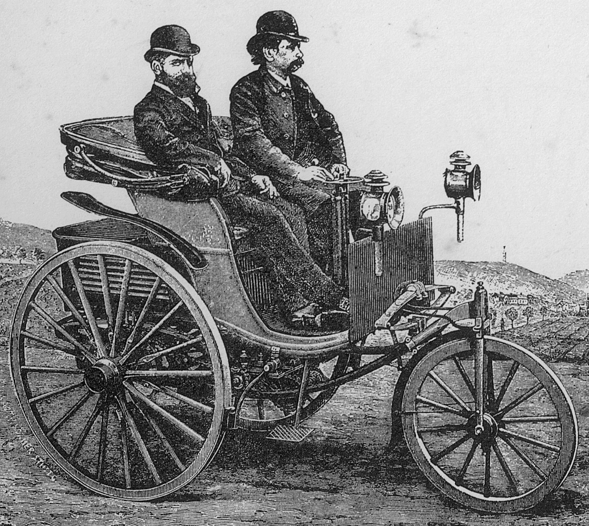 Engraving of the Benz Patent-Motorwagen Model 3