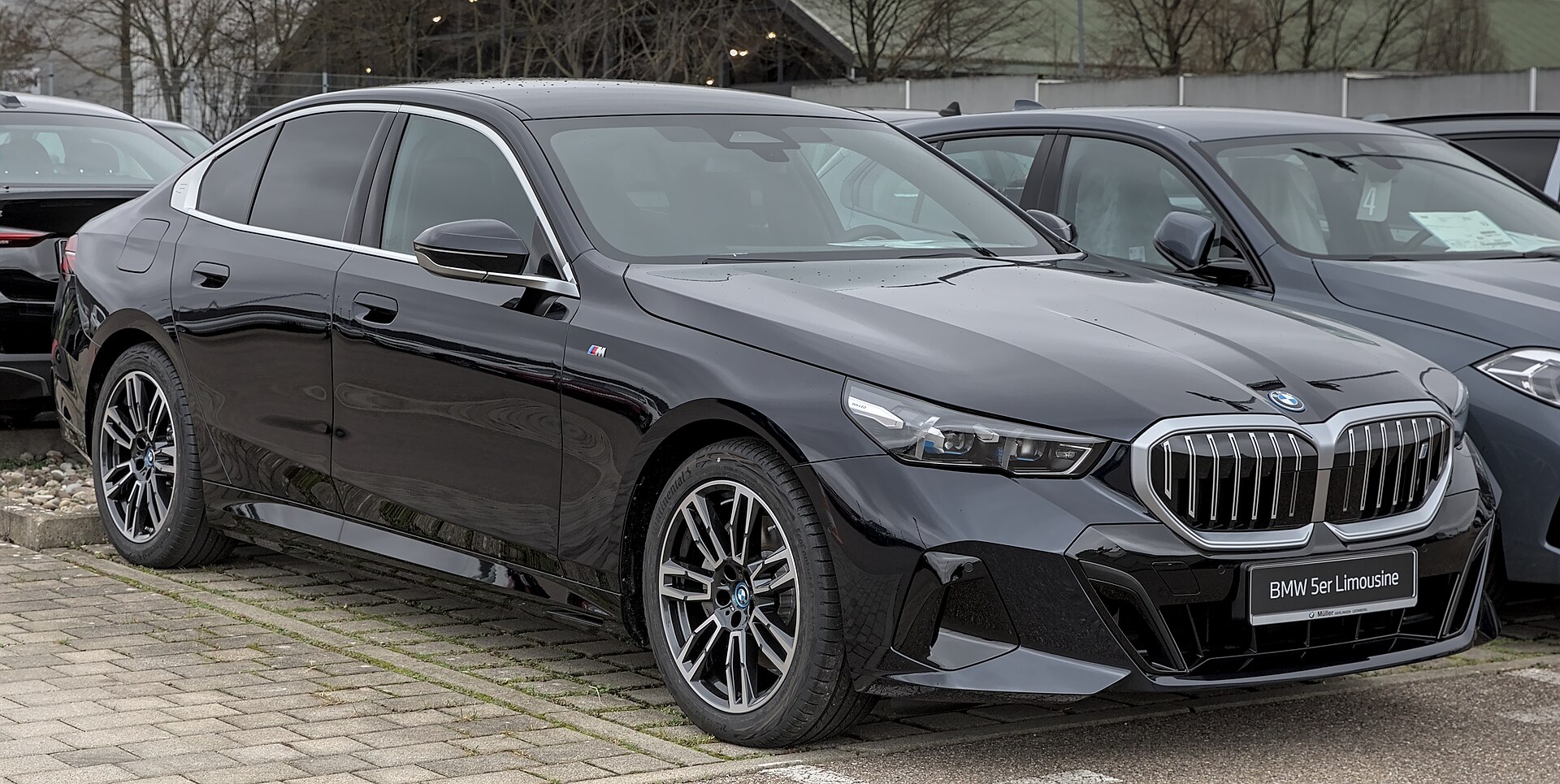 BMW i5 electric saloon, front three-quarter view