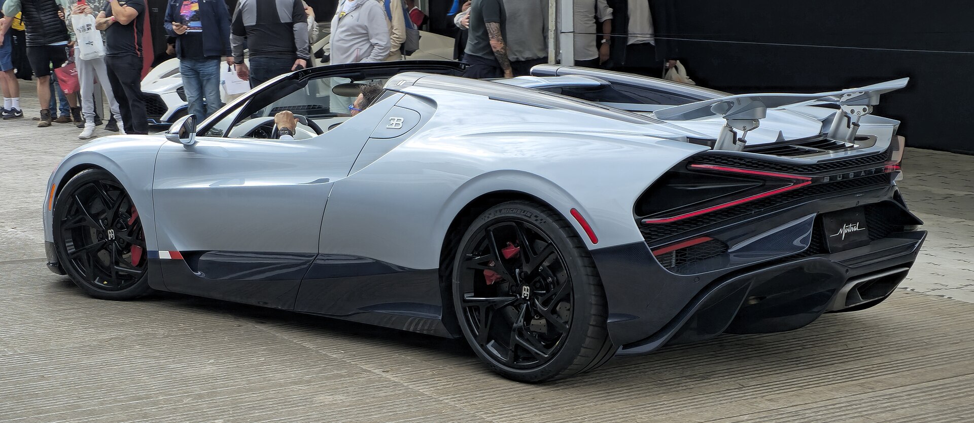 Bugatti Mistral rear view with arrow-shaped lights