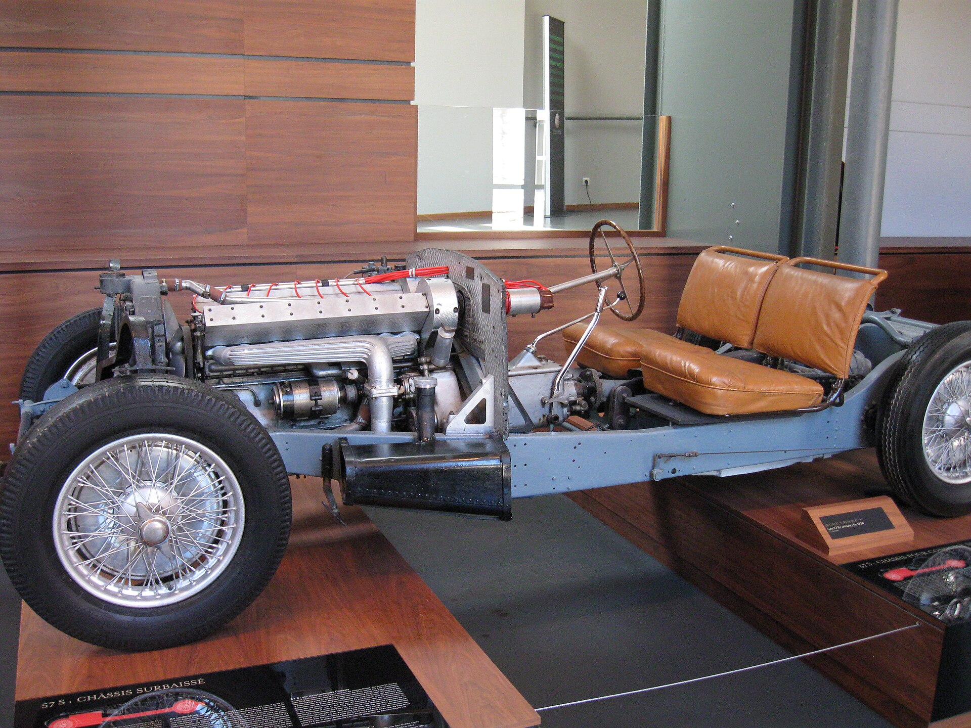 Bare Bugatti Type 57 chassis with straight-eight engine