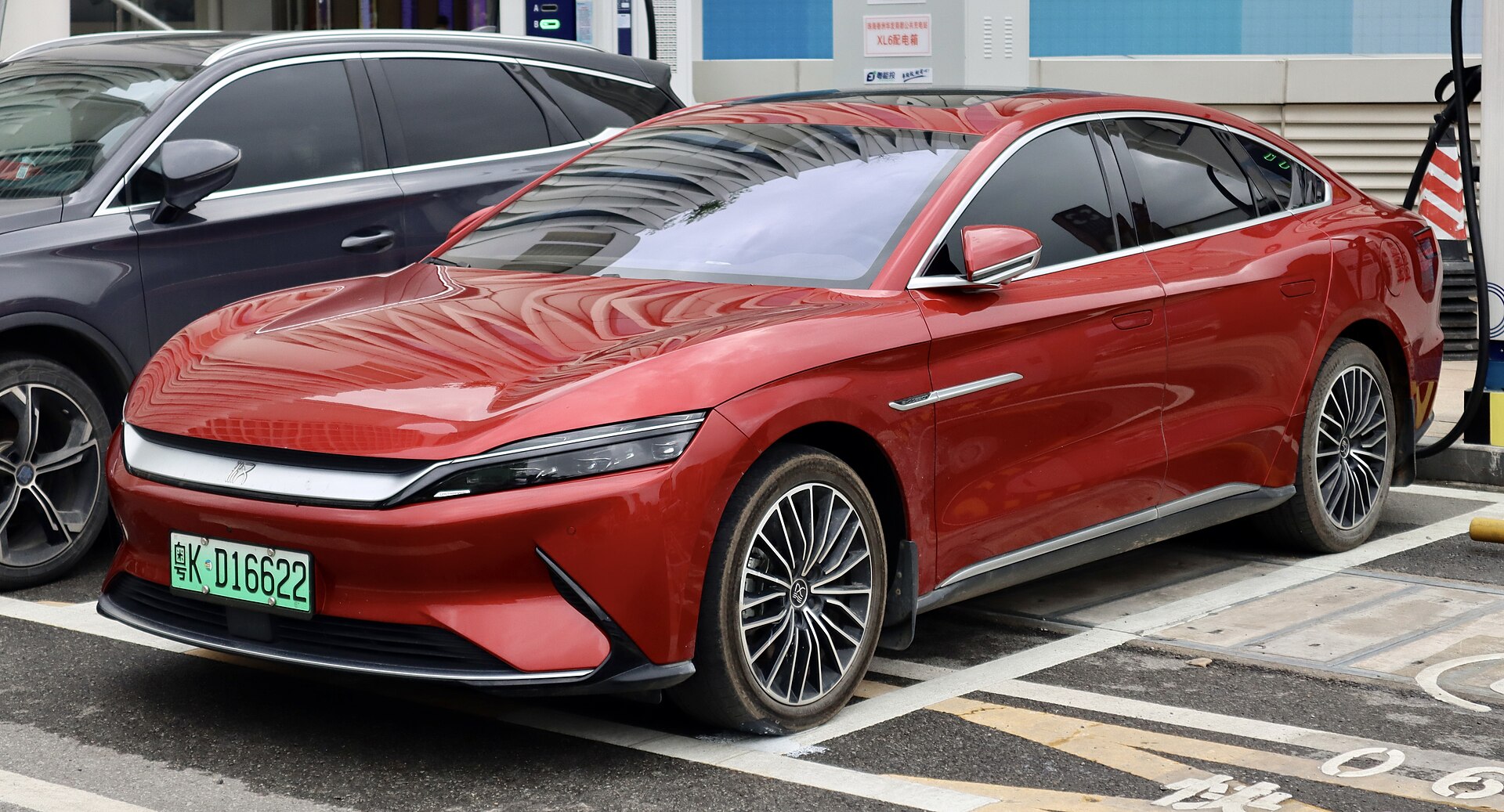 Red BYD Han EV saloon