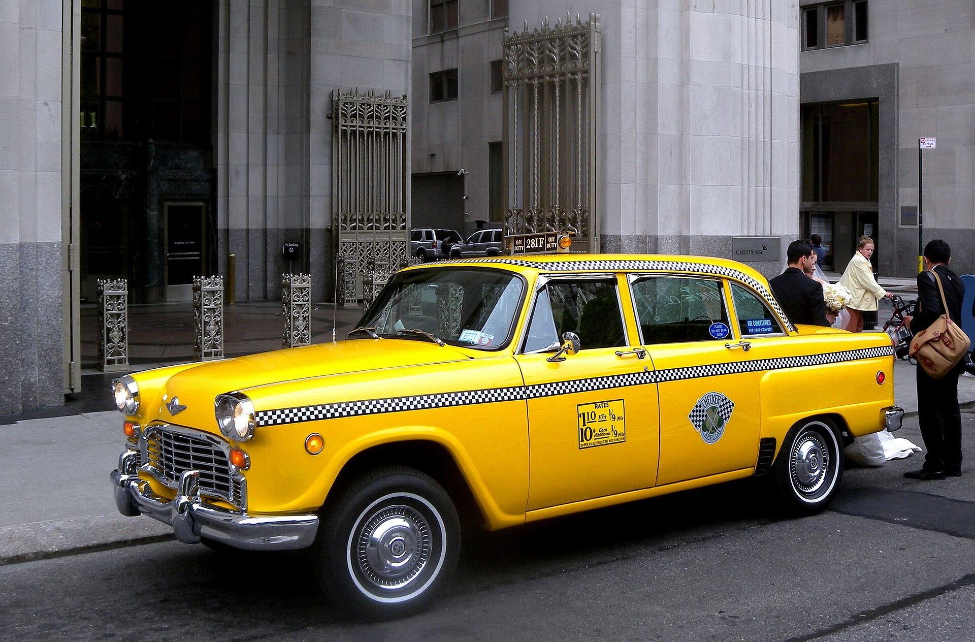Yellow Checker taxicab on a New York street