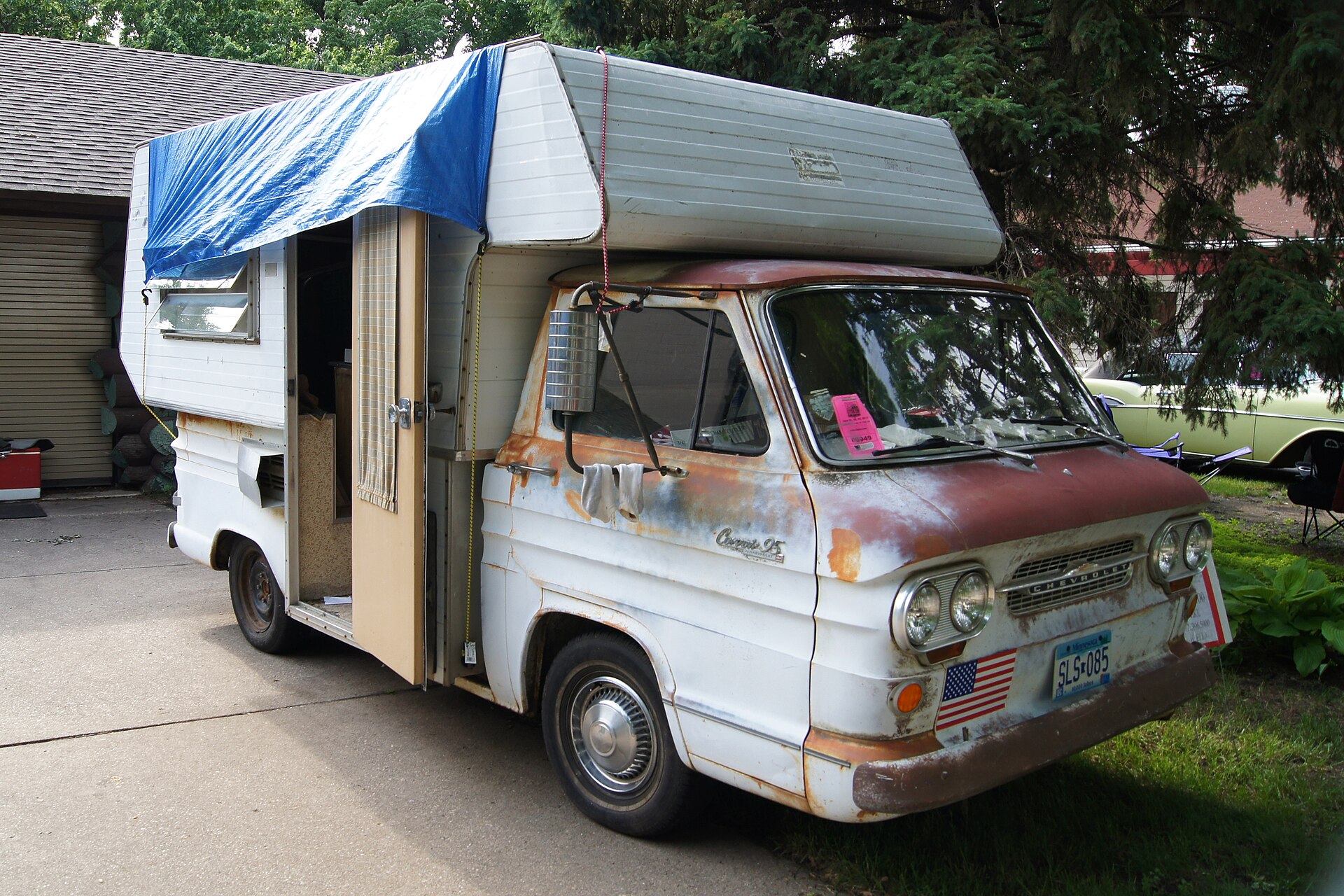 Chevrolet Corvair 95 Rampside pickup of 1964 fitted with a camper