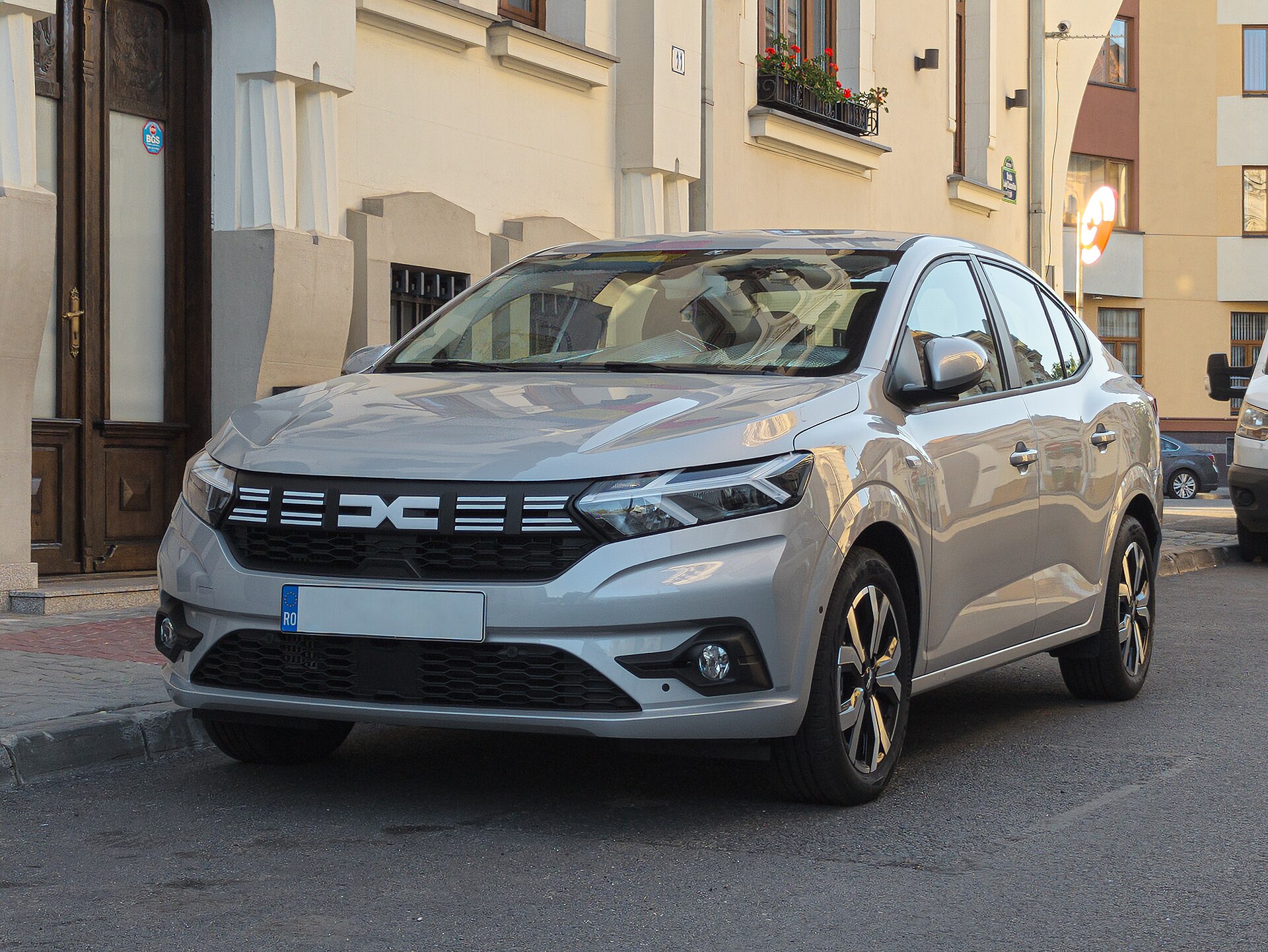 Dacia Logan 2023 with new logo, front view