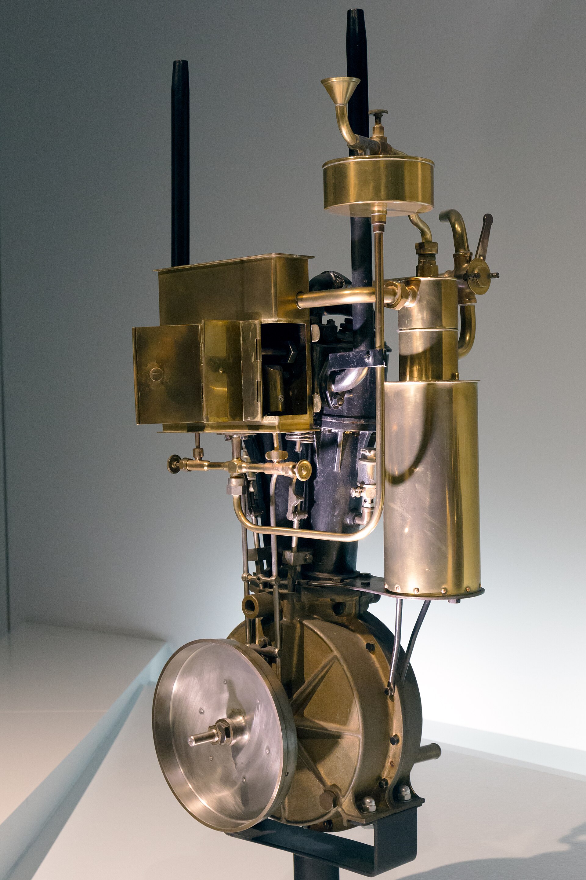 Daimler V-twin engine of 1889 on display