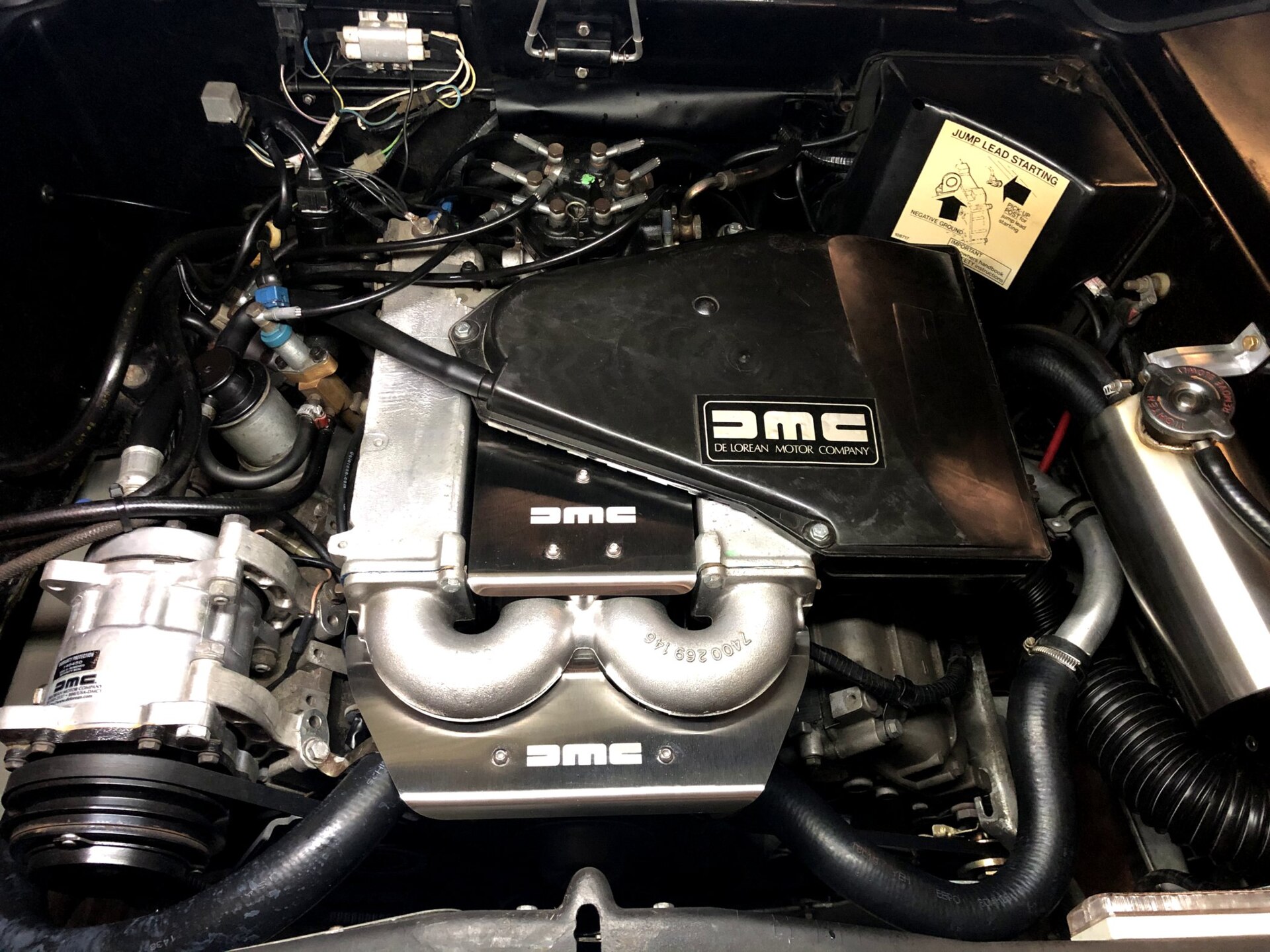 PRV V6 engine in the rear of a DeLorean