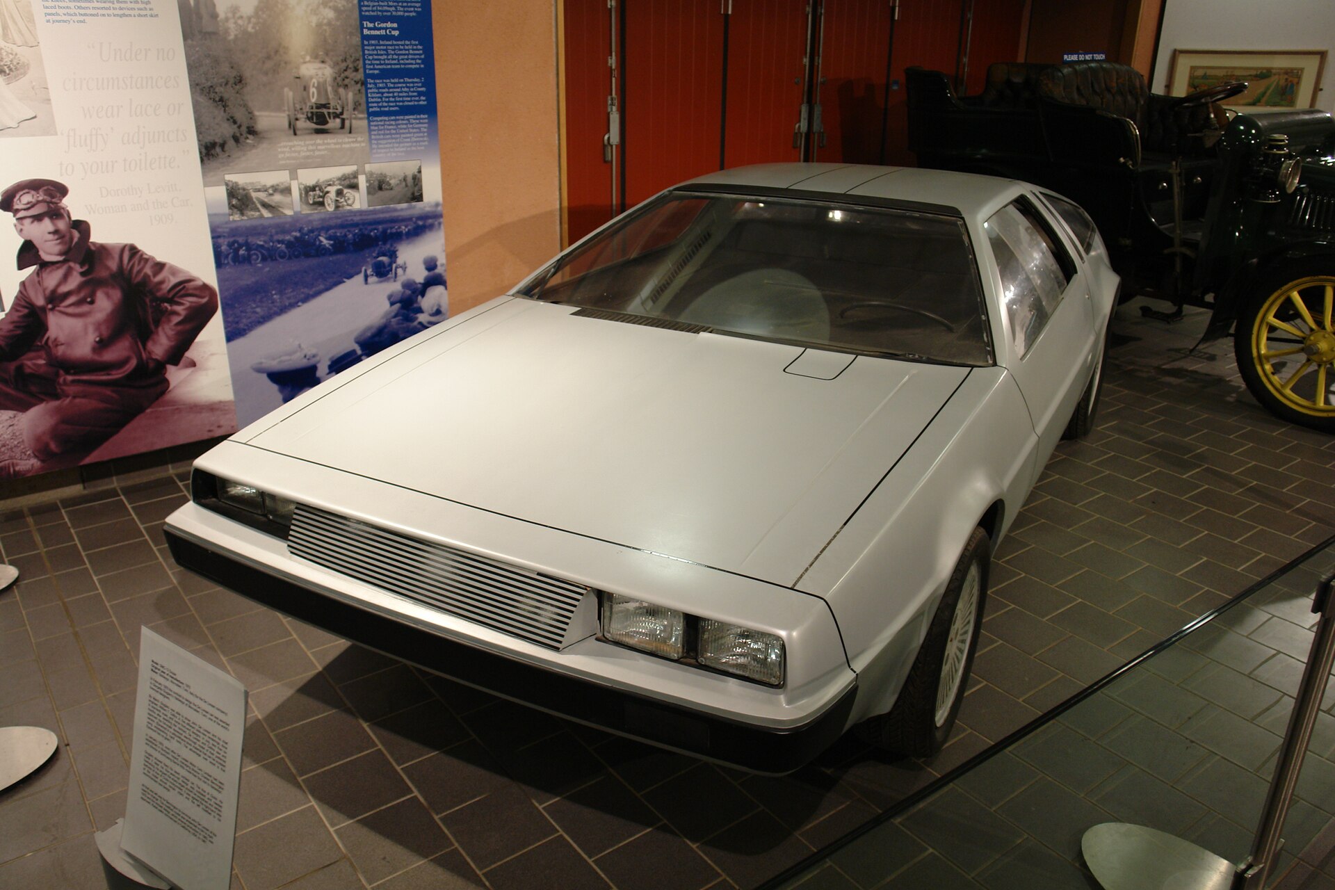 Clay model of the DeLorean DMC-12 by Italdesign on display in a museum