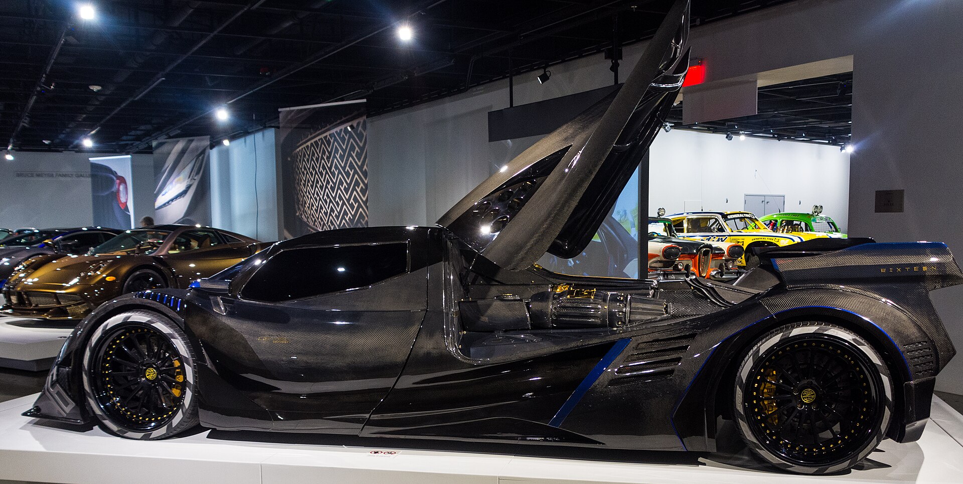 Devel Sixteen hypercar on display, side view