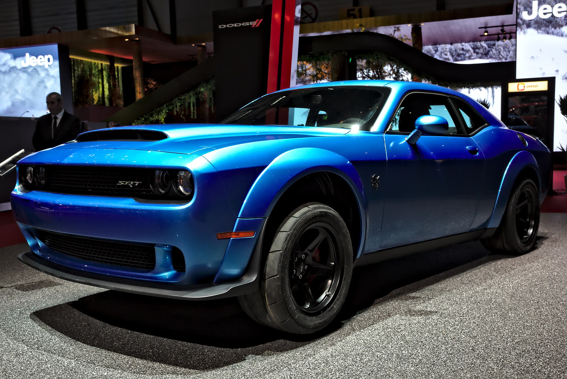Dodge Challenger SRT Demon on a show stand in Geneva