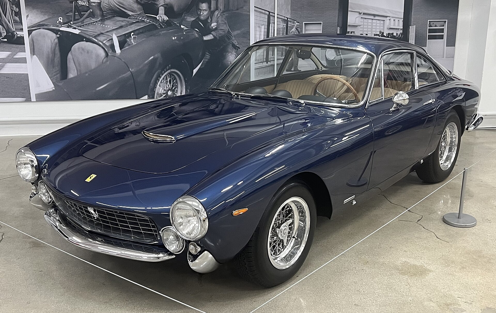 Ferrari 250 GT Lusso on display in a museum