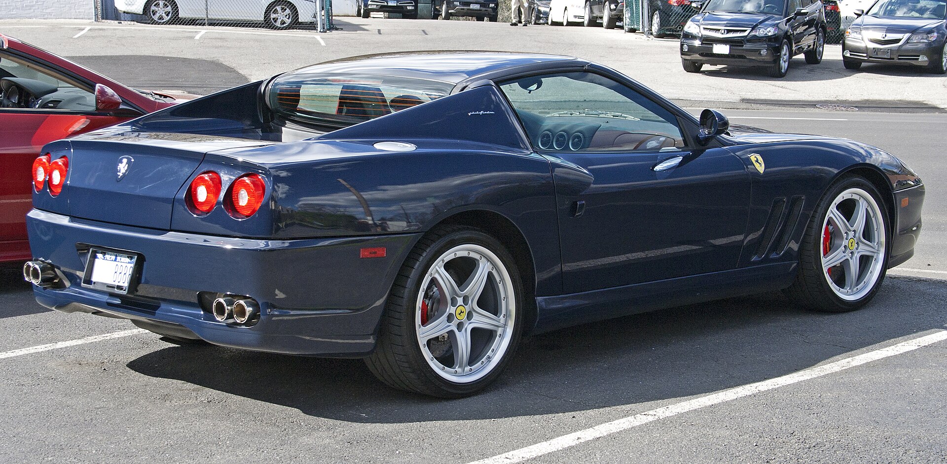 Blue Ferrari Superamerica convertible