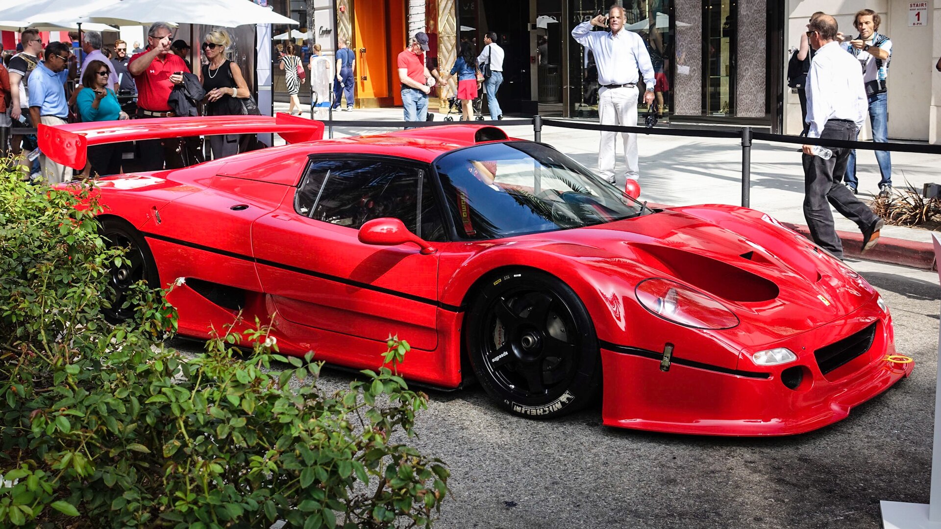 Ferrari F50 GT race car with large rear wing