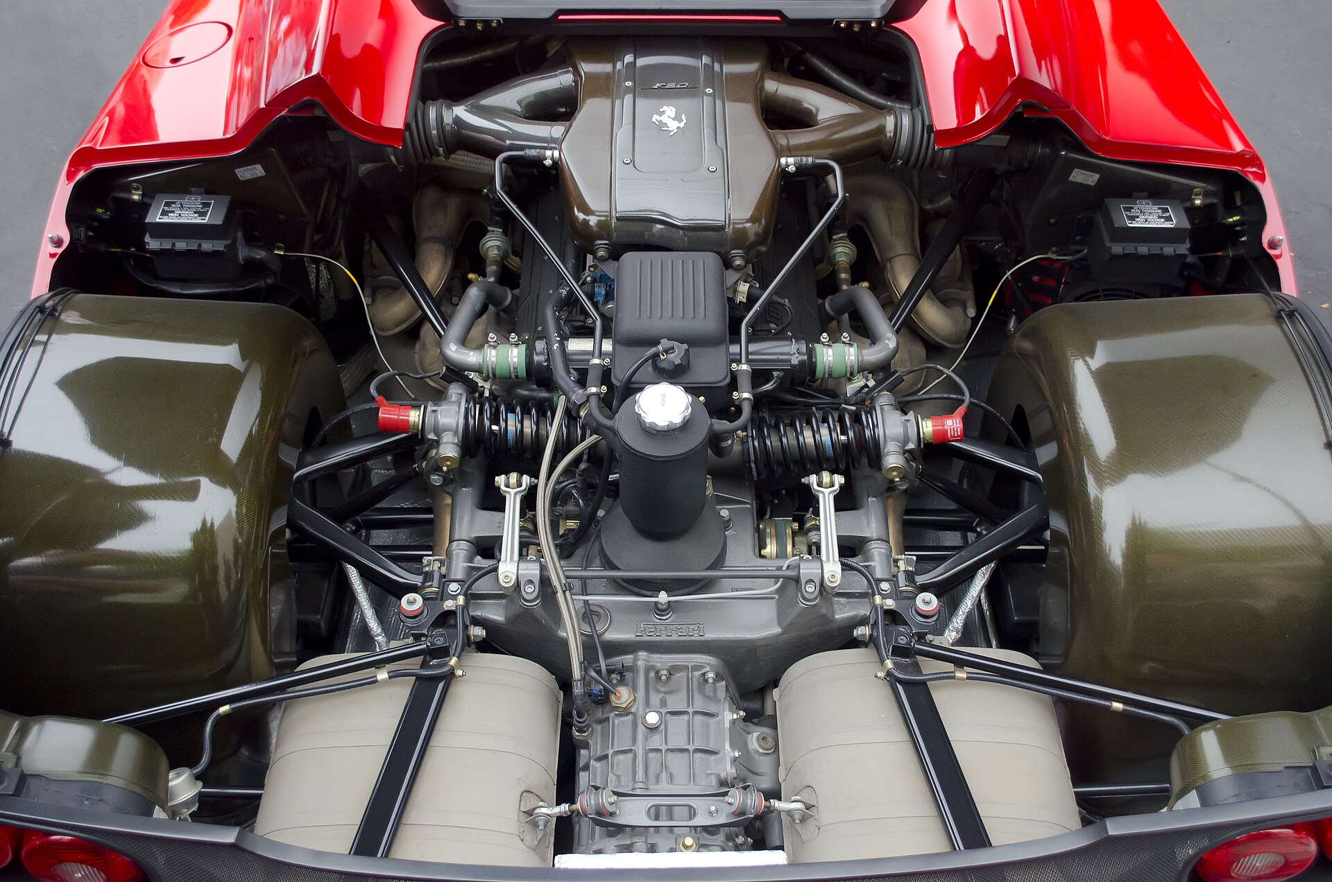 Ferrari F50 engine bay with V12