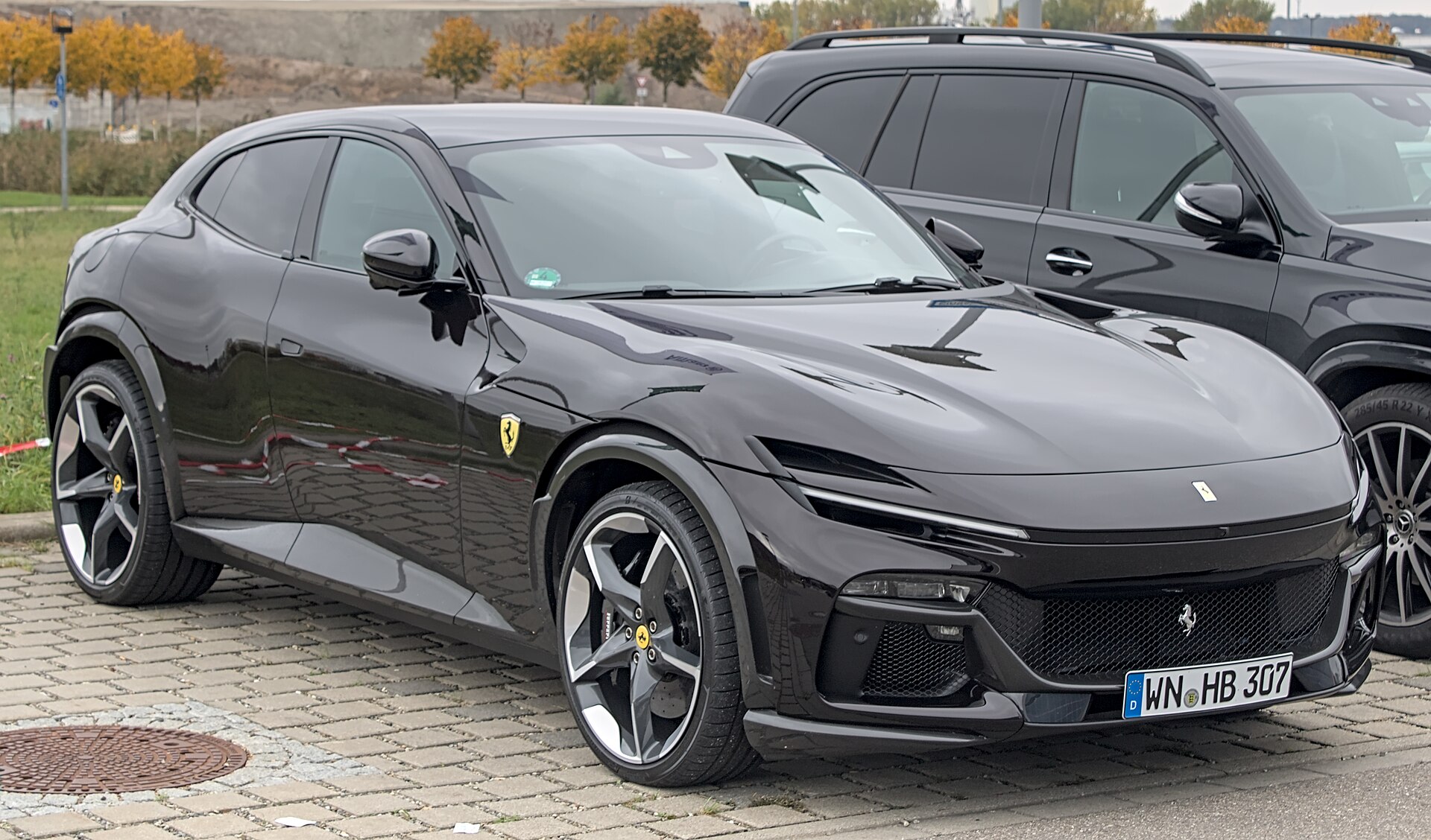 Ferrari Purosangue side view showing four doors