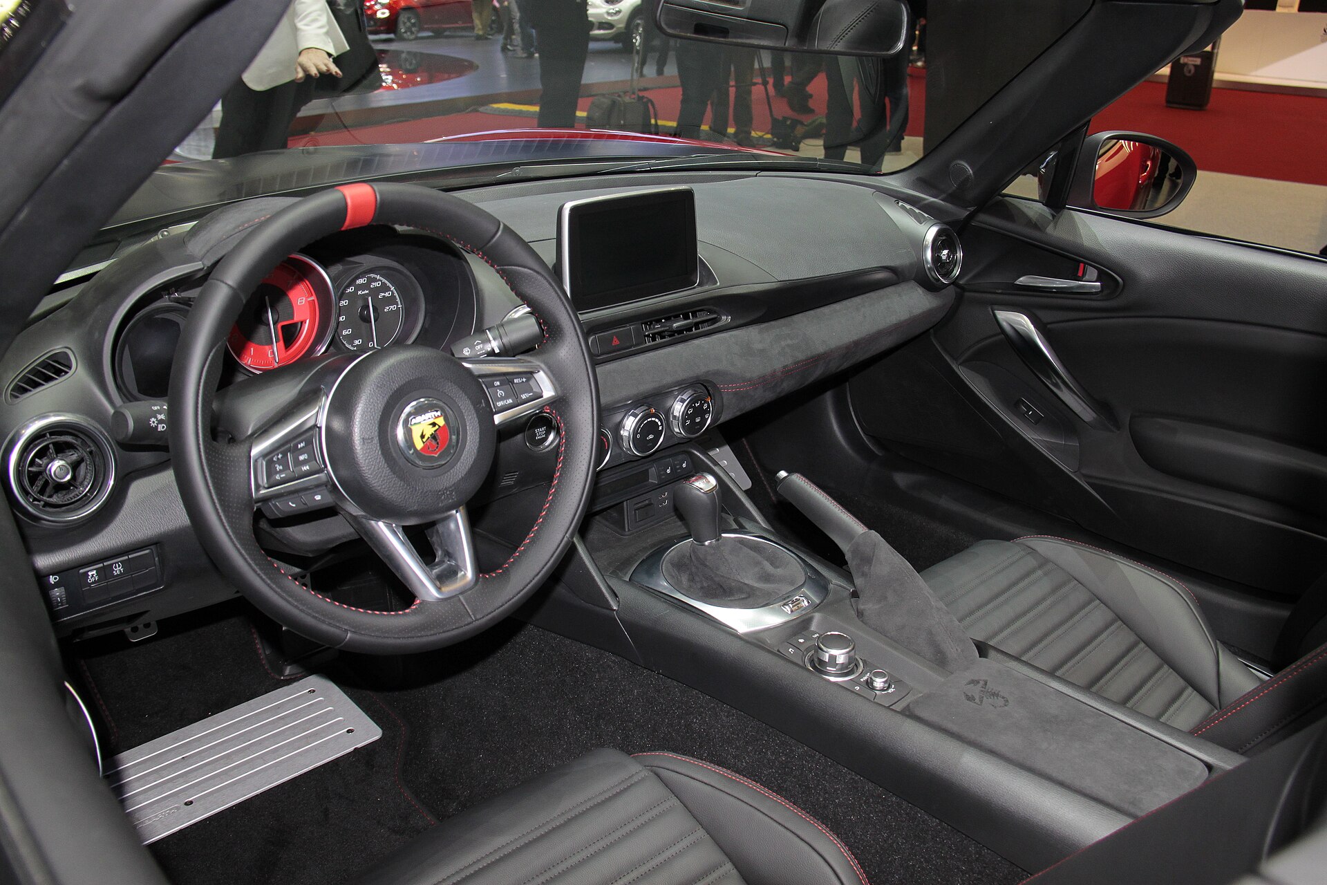 Abarth 124 Spider interior with sport seats and steering wheel