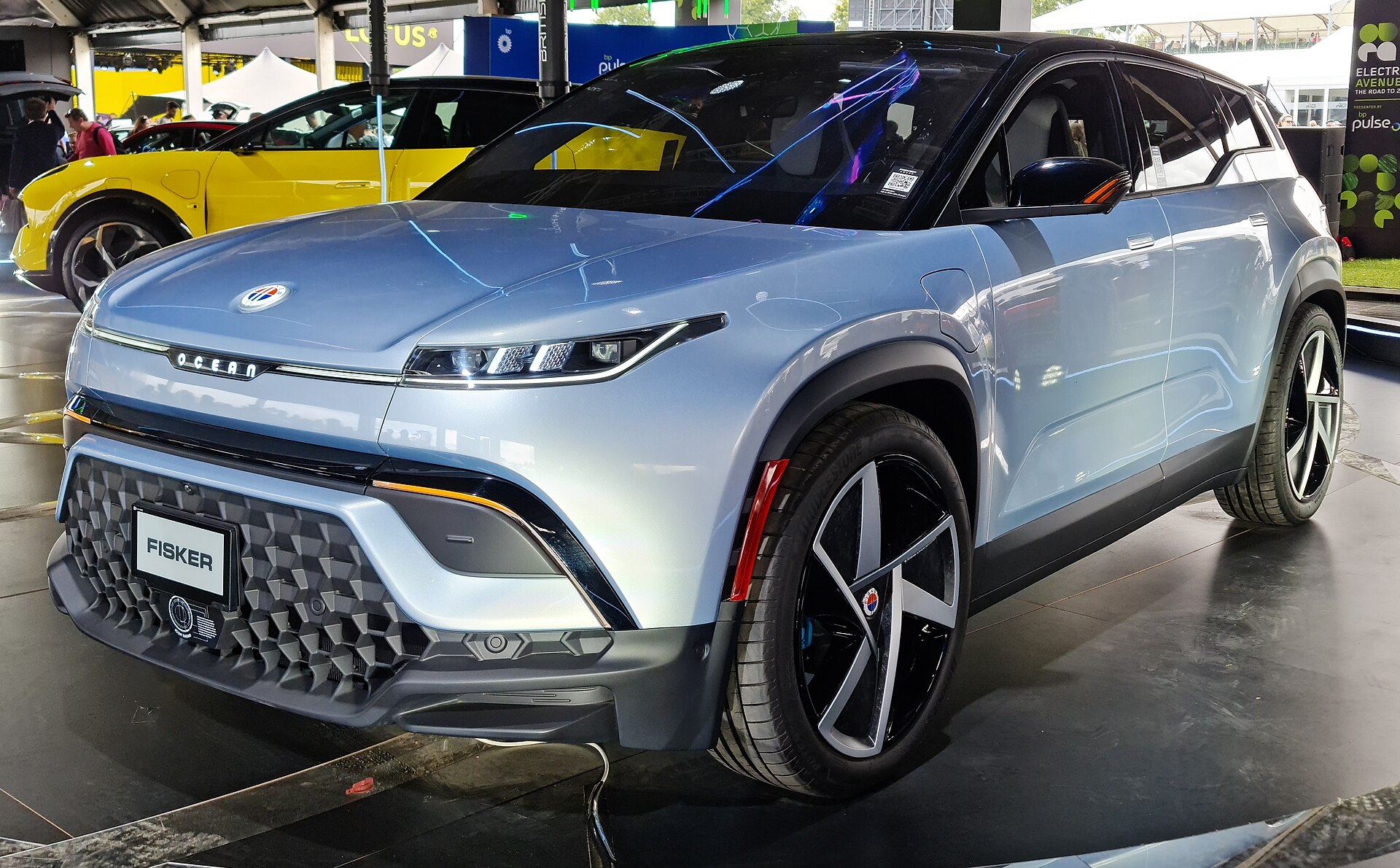 Fisker Ocean SUV, front three-quarter view outdoors