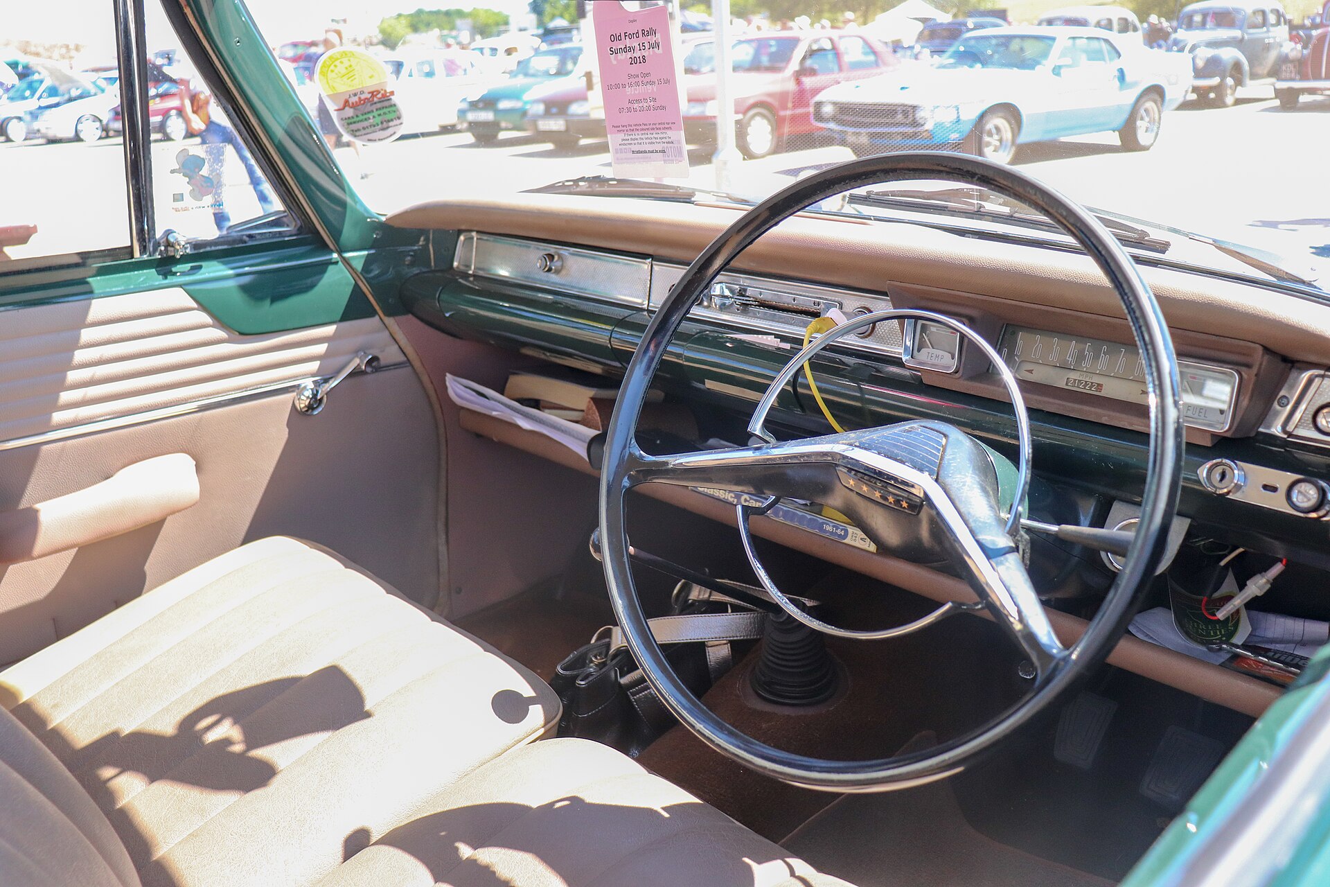 Dashboard and front bench seat of a Ford Consul Classic