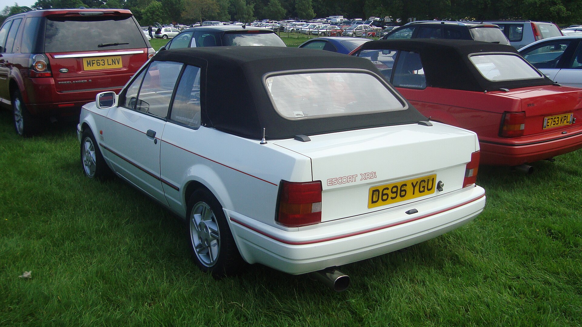 Ford Escort XR3i convertible with the roof down