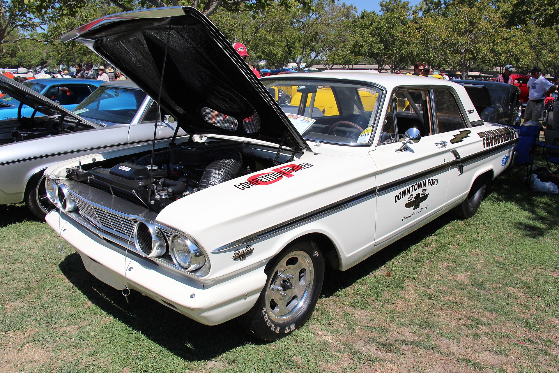 White 1964 Ford Fairlane Thunderbolt drag car
