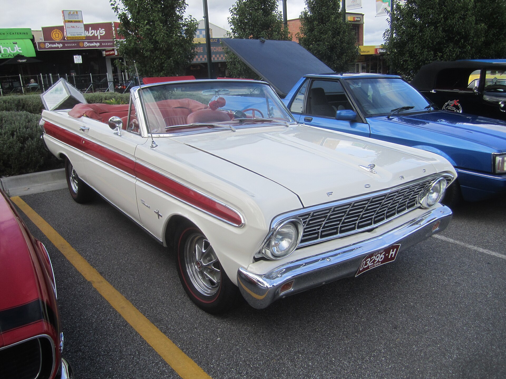 Ford Falcon convertible of 1964 with the top down