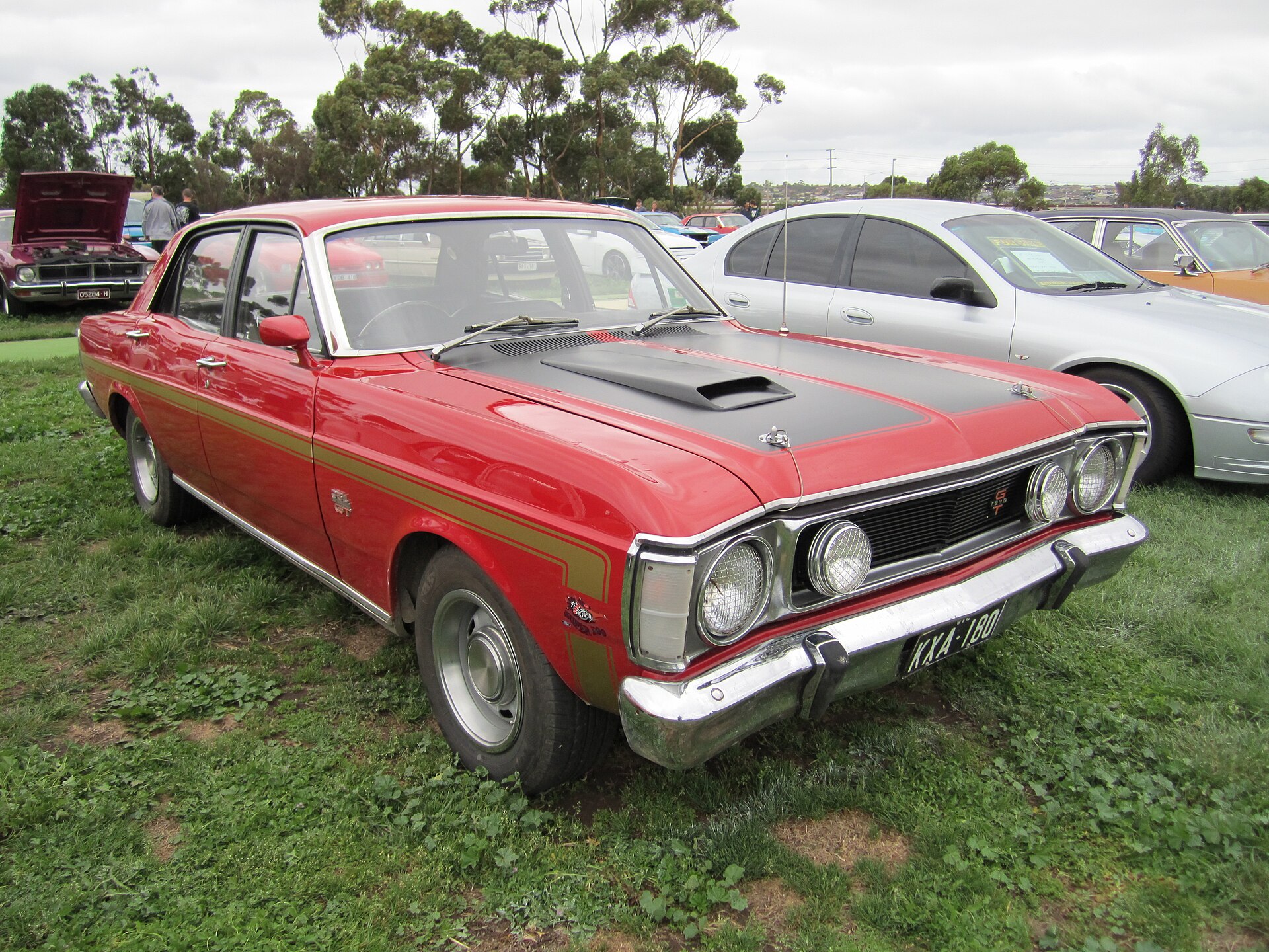 Red Ford XW Falcon GT sedan, side view