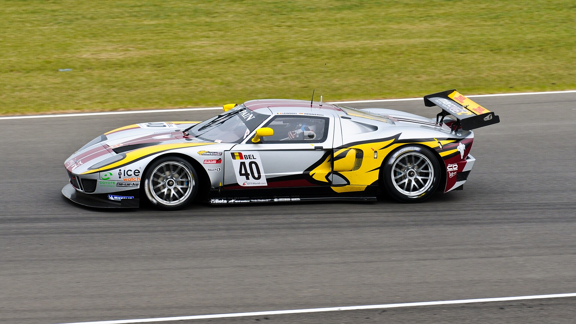 Ford GT1 race car on track at Silverstone