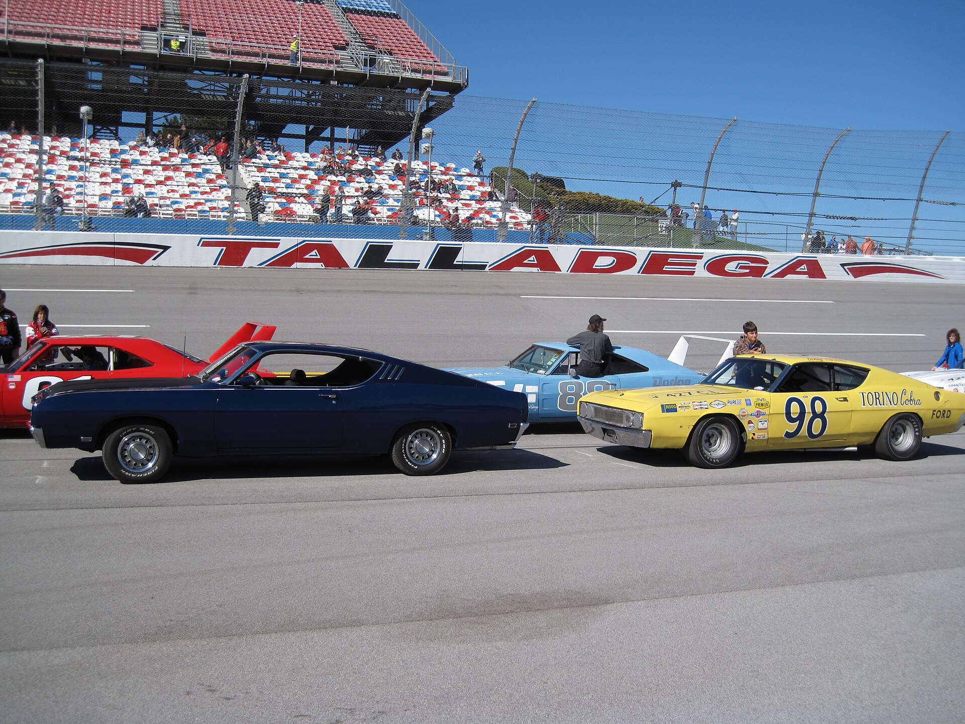 Group of Ford Torino Talladegas at Talladega Superspeedway in 2009