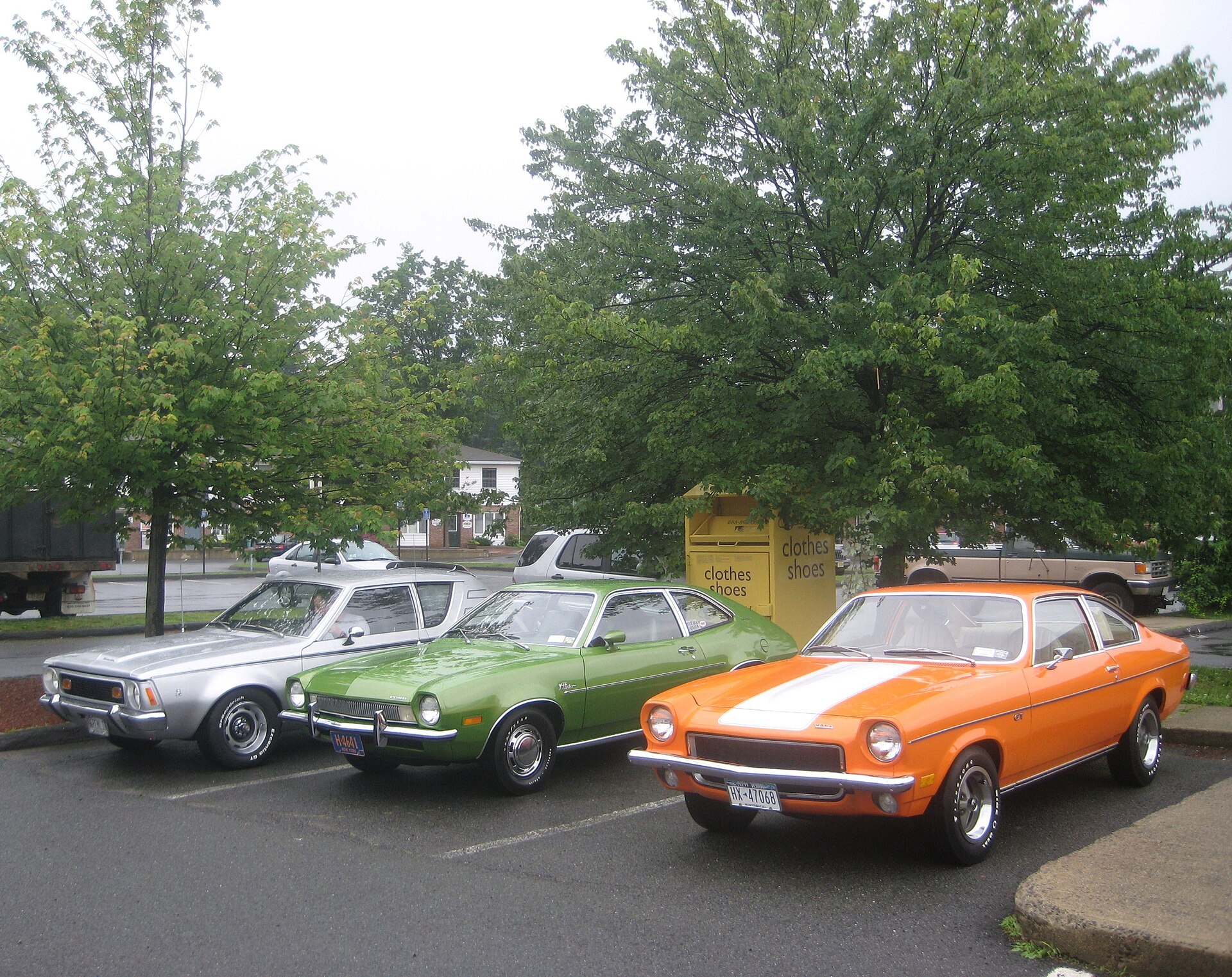 Chevrolet Vega, Ford Pinto and AMC Gremlin parked side by side
