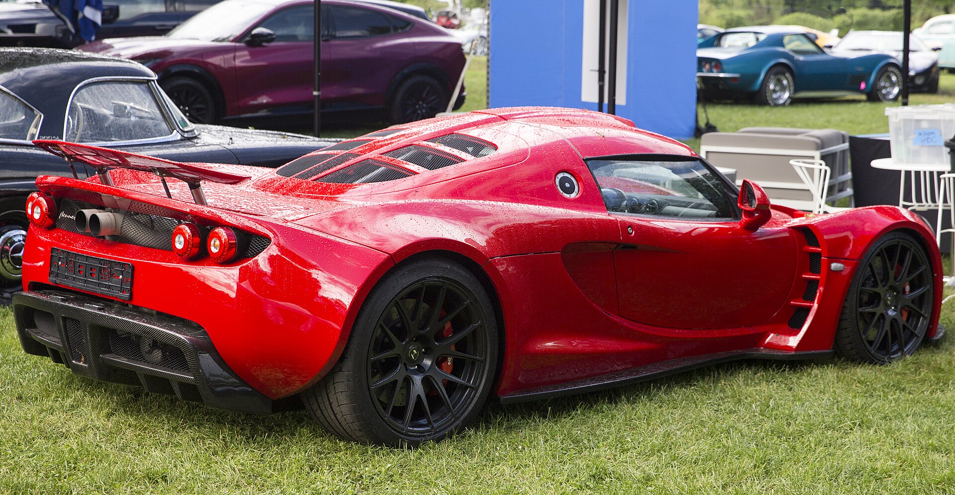 Red 2011 Hennessey Venom GT, rear right view