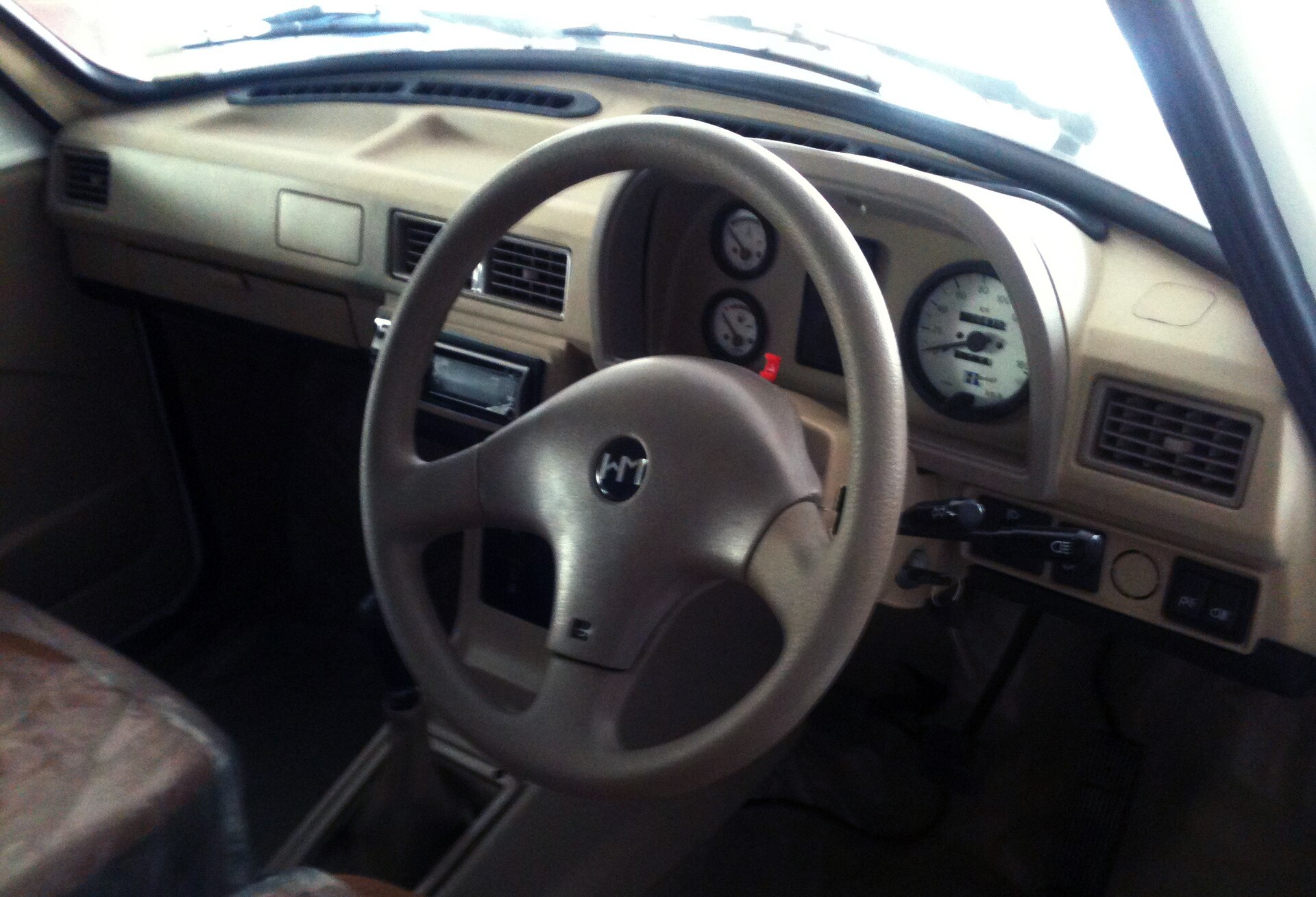 Dashboard and front bench of a 2013 Hindustan Ambassador Grand