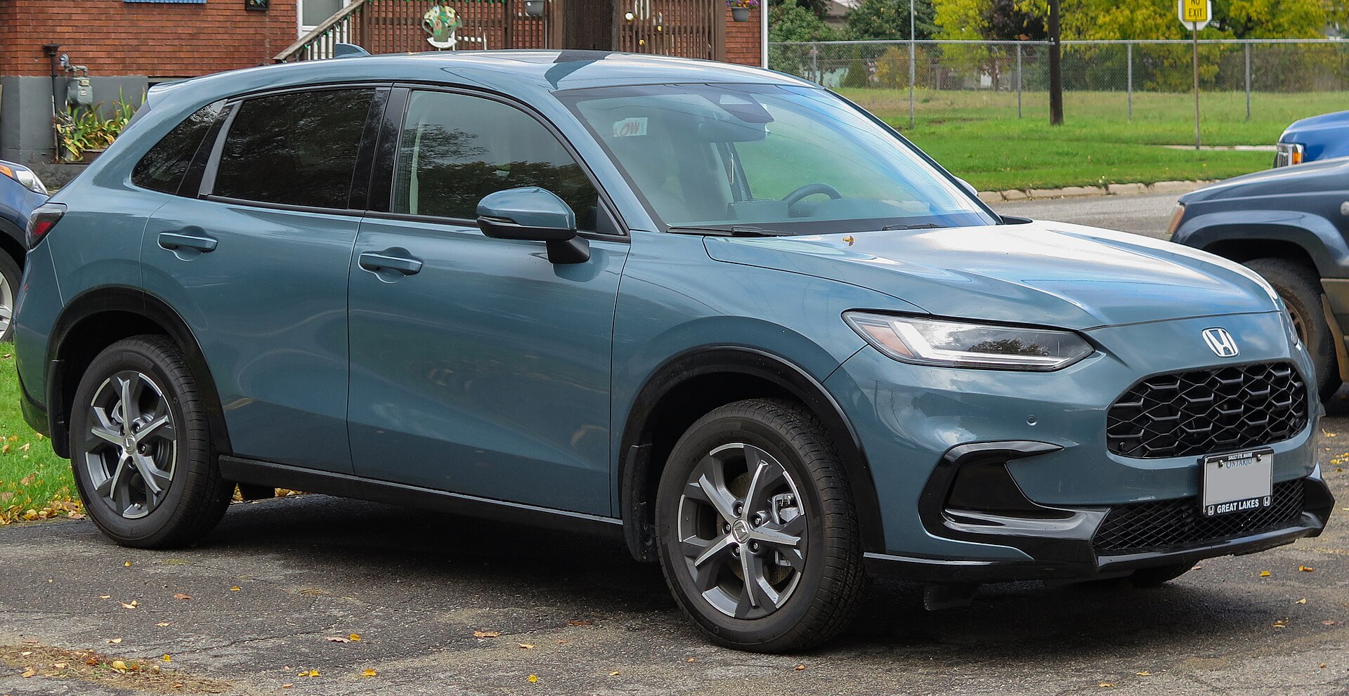Green 2023 Honda HR-V EX-L for North America, front three-quarter view