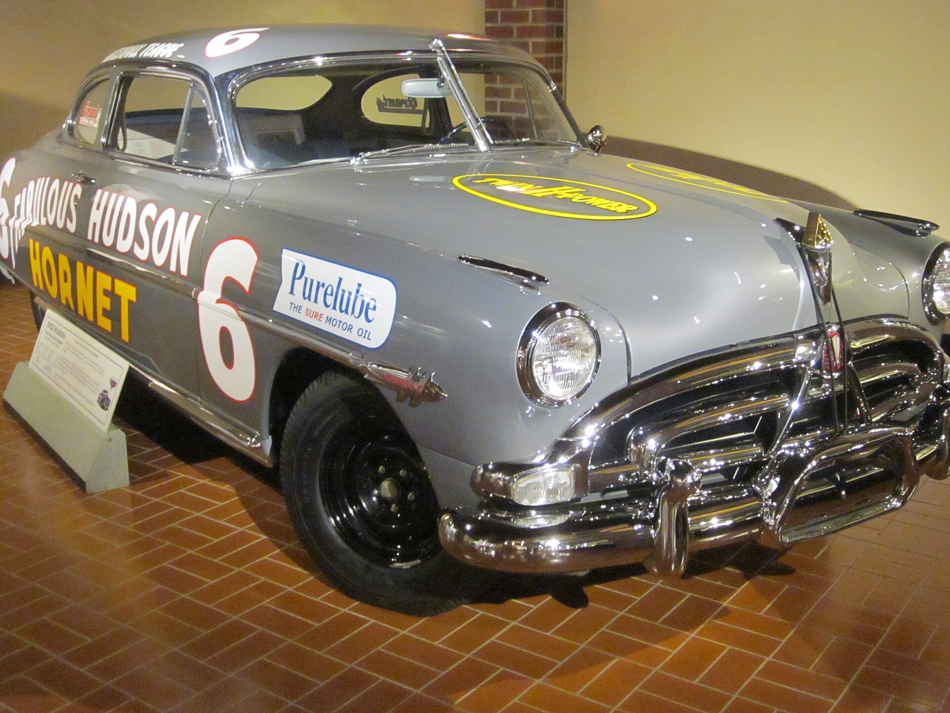 Hudson Hornet stock car with racing number