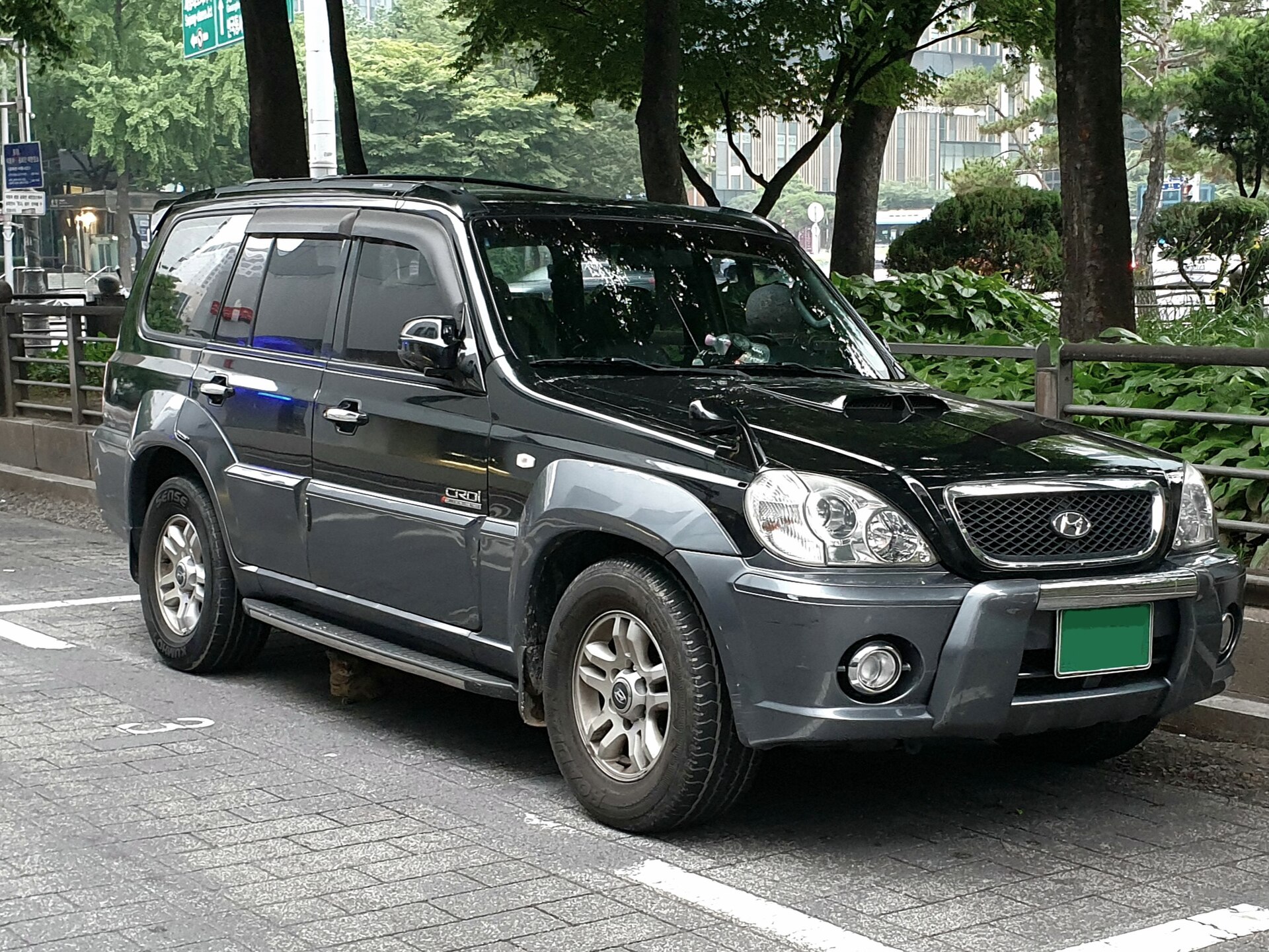 Black Hyundai Terracan HP, front three-quarter view