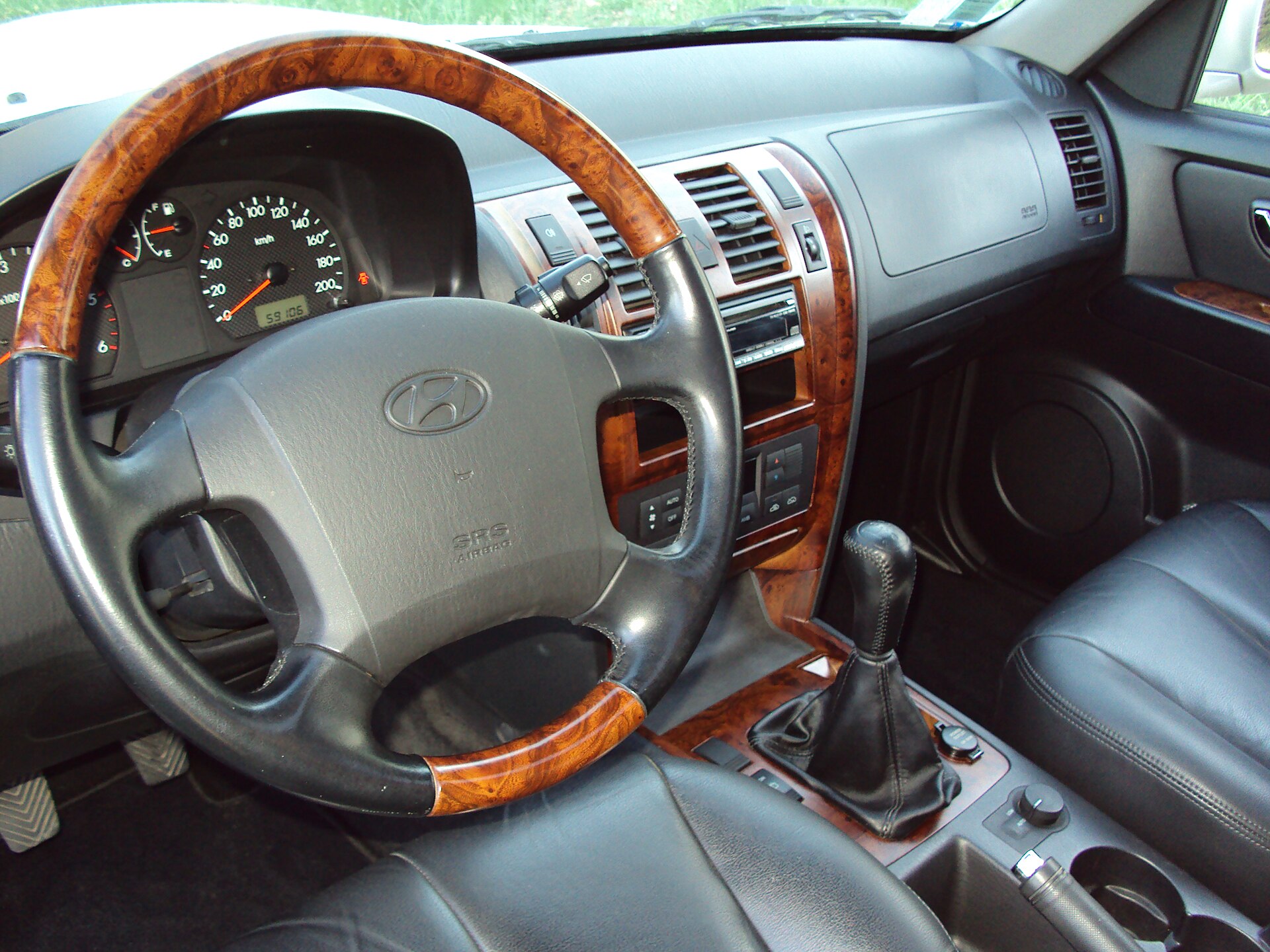 Hyundai Terracan dashboard and steering wheel, driver's view
