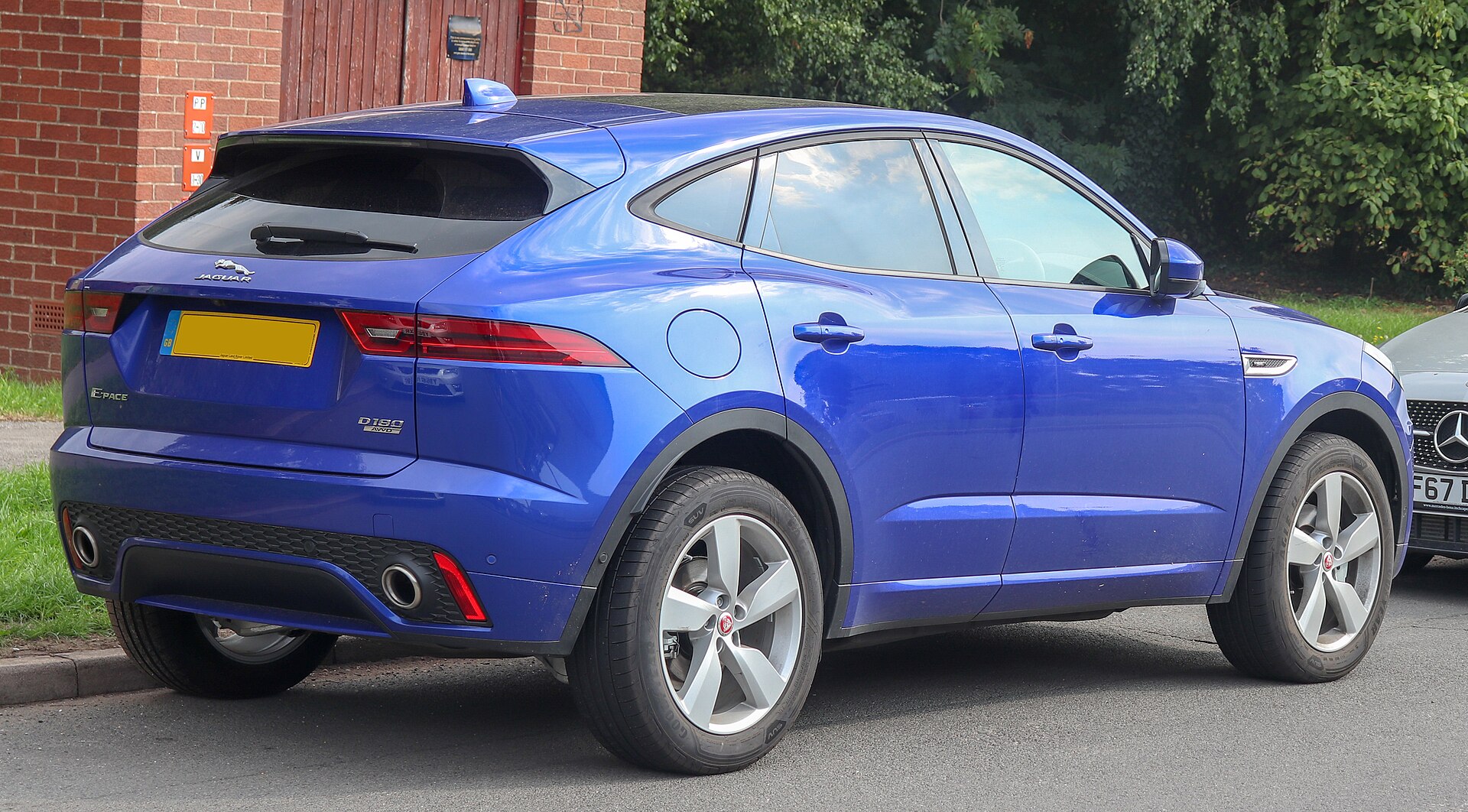 Rear three-quarter view of a Jaguar E-Pace R-Dynamic