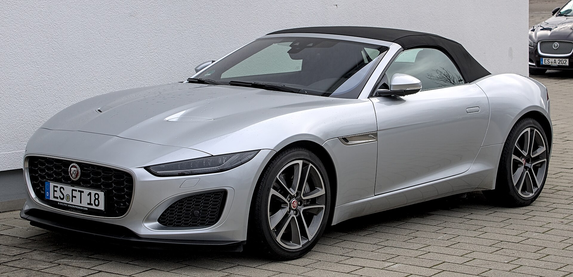 Jaguar F-Type convertible with the roof down