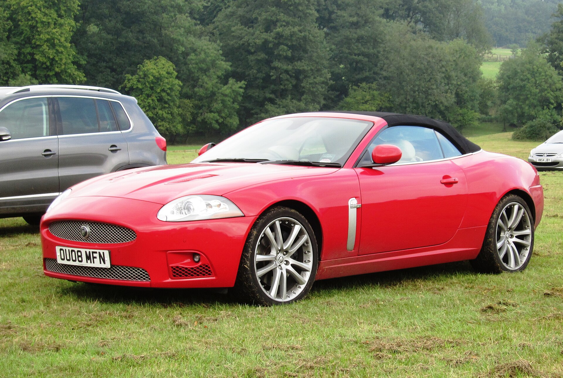 Jaguar XKR X150 convertible with the roof down