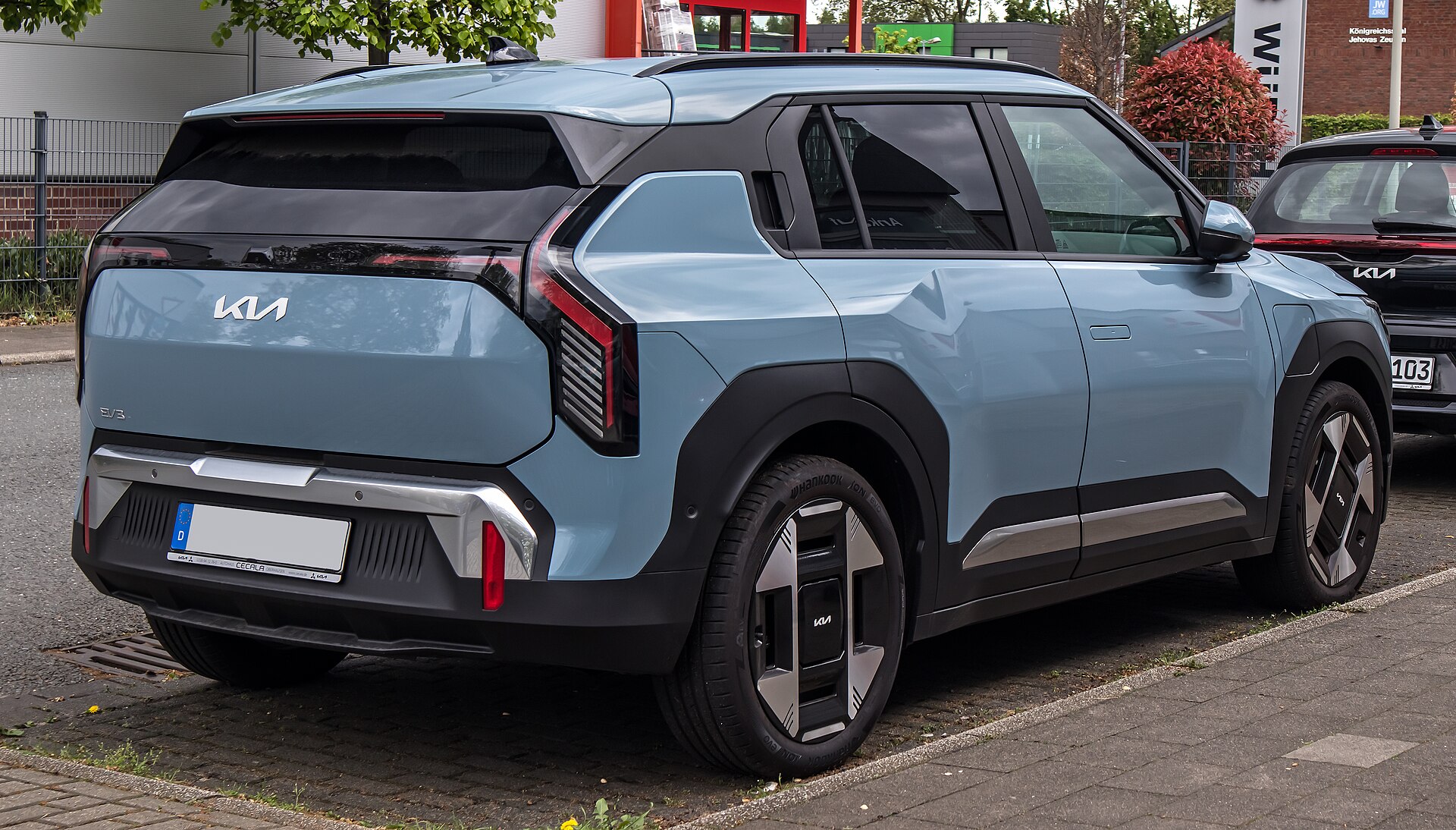 Kia EV3, rear three-quarter view